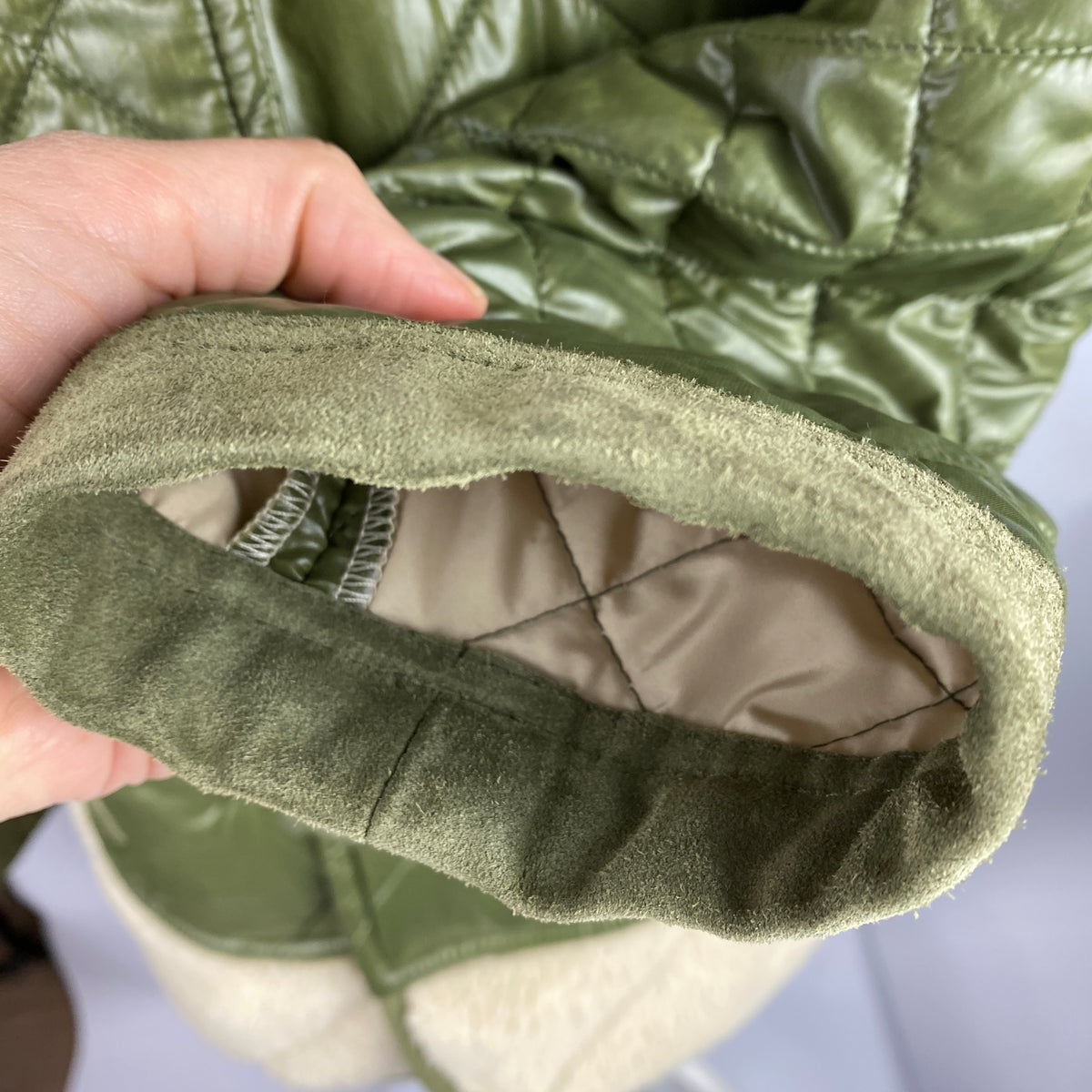 Fay £1100 Sage Quilted Toggle Coat S