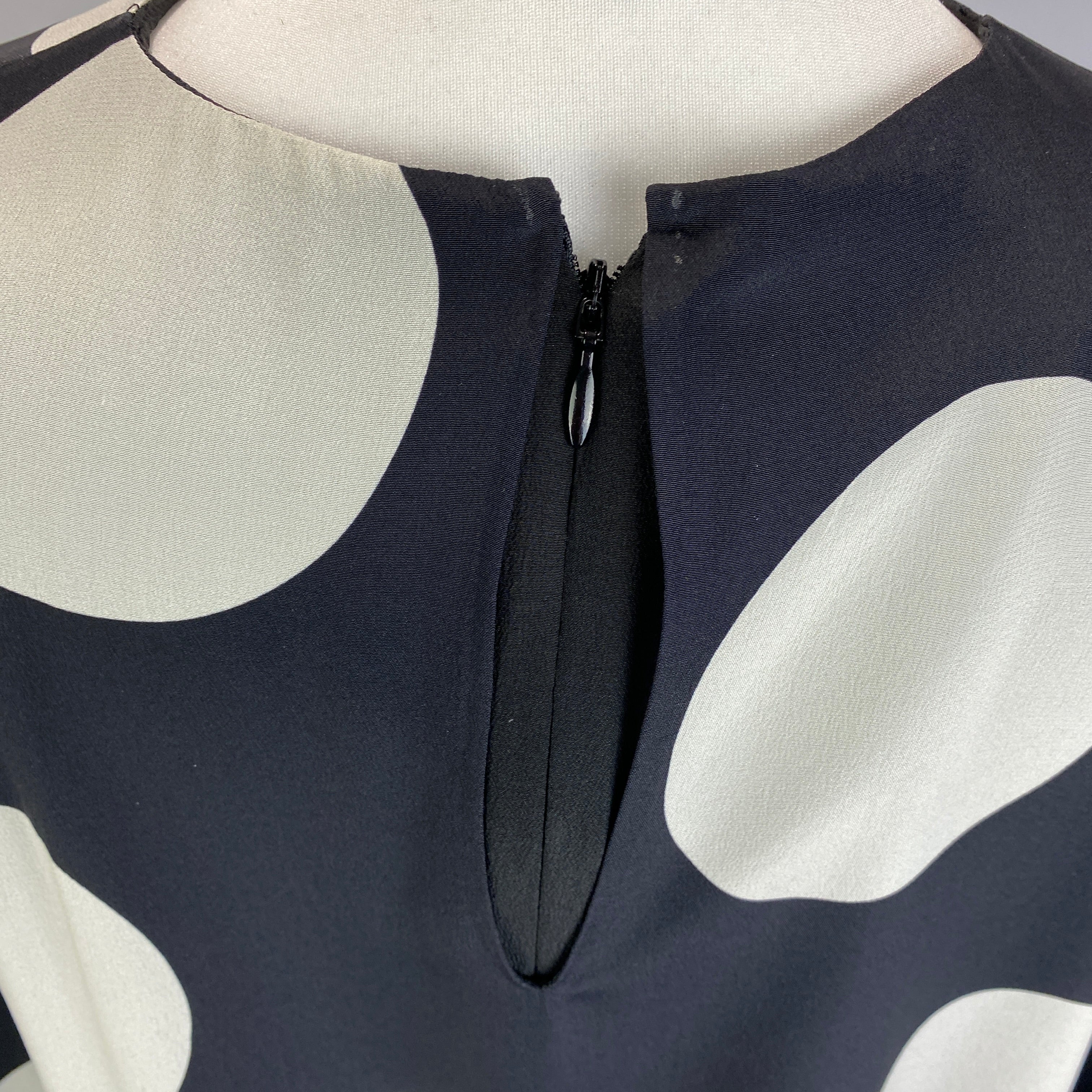 Valentino £1200 Black & Ivory Polka Dot Silk Cape Blouse L
