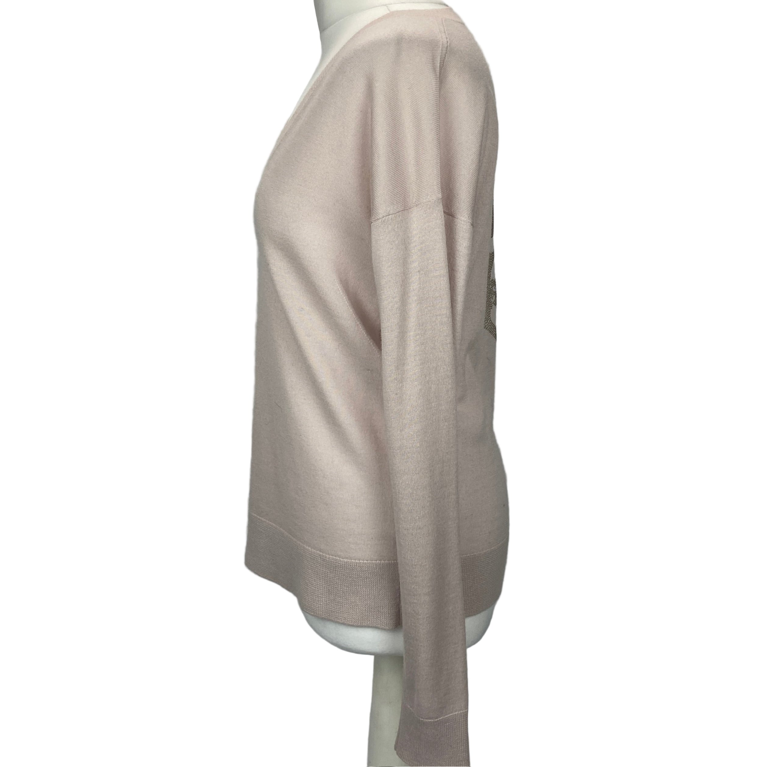 Zadig & Voltaire Nude Pink Happy Skull Embellished Sweater S