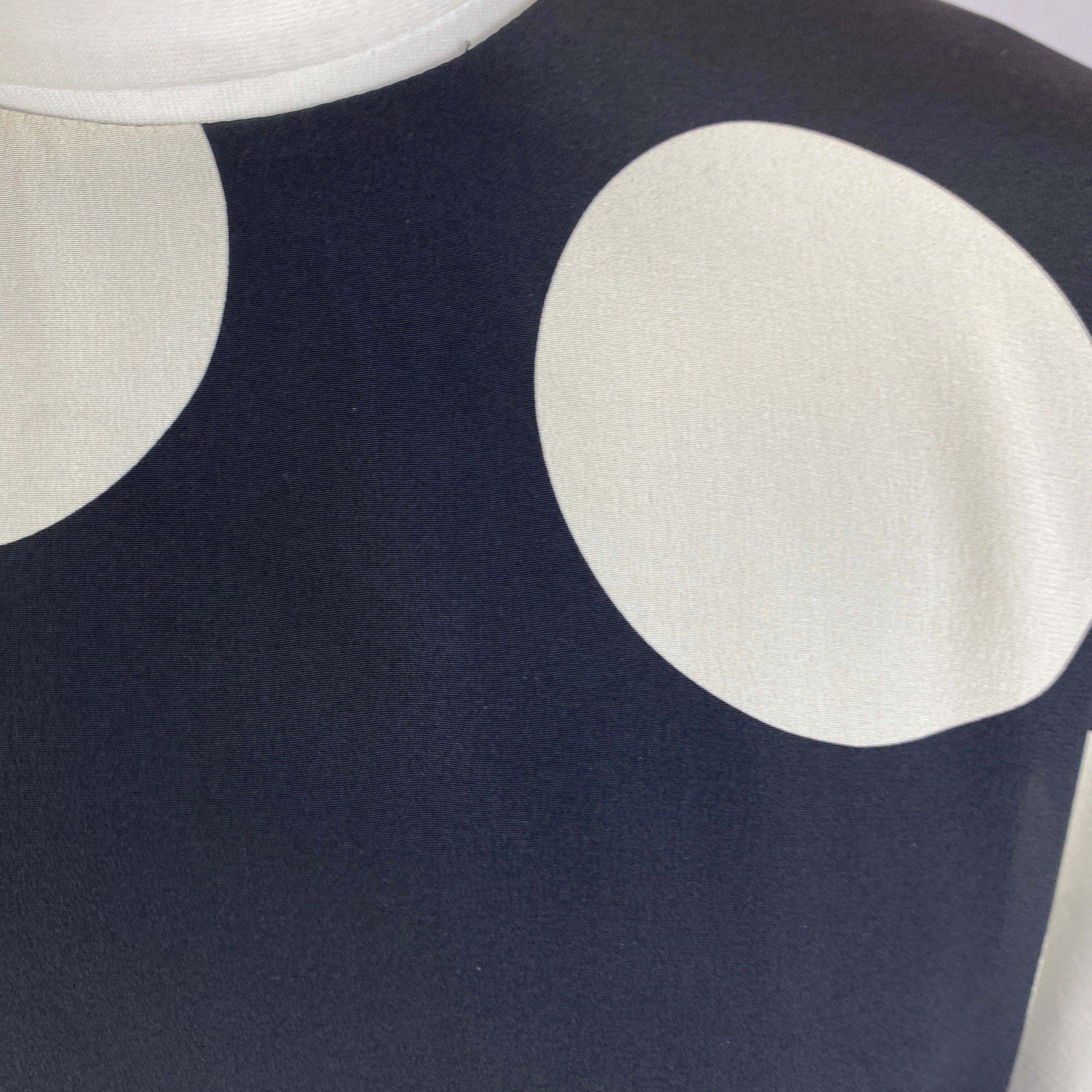 Valentino £1200 Black & Ivory Polka Dot Silk Cape Blouse L