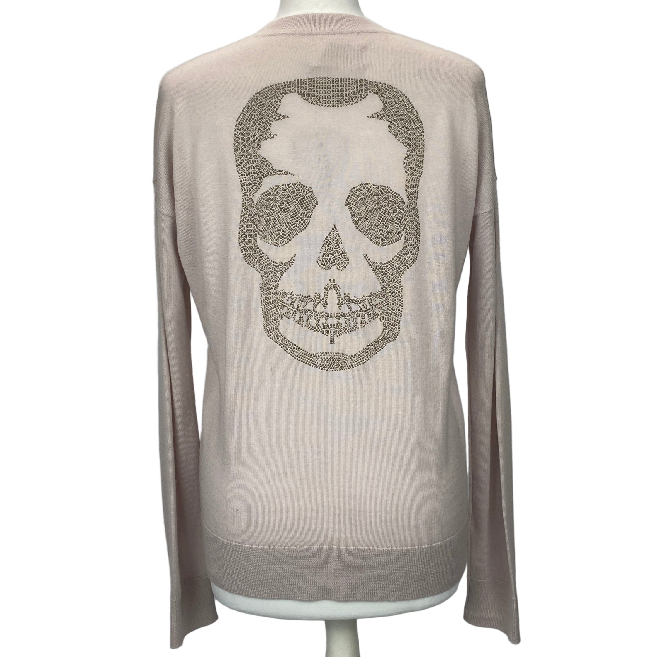 Zadig & Voltaire Nude Pink Happy Skull Embellished Sweater S