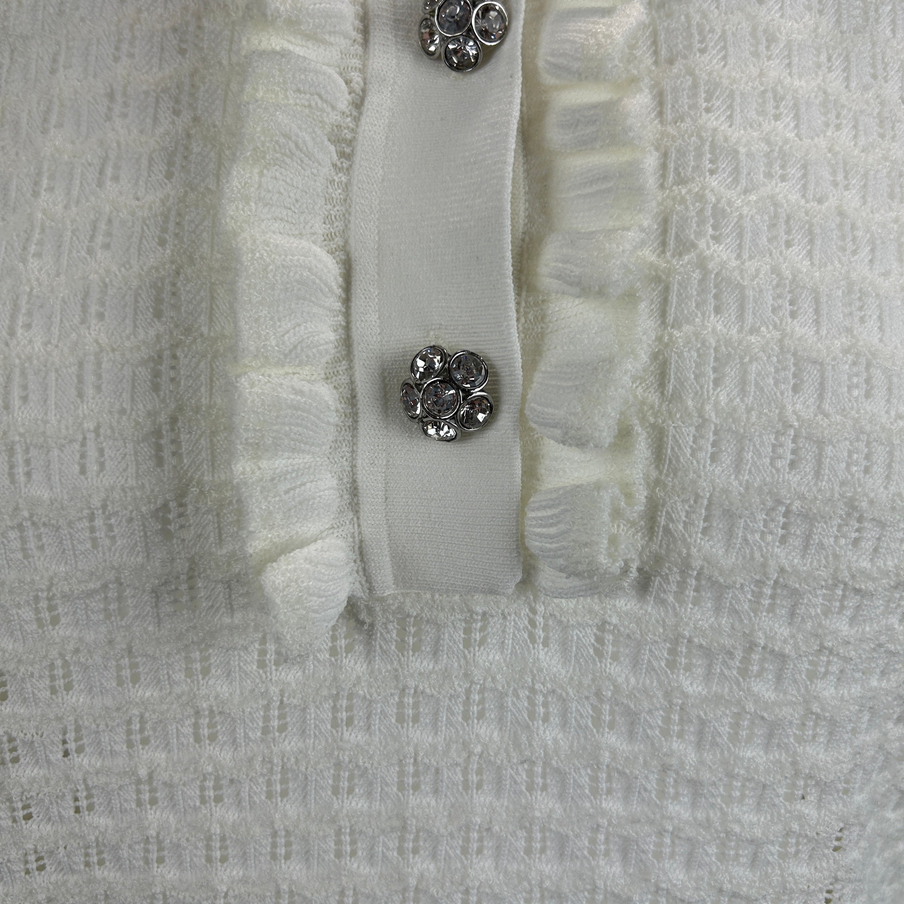 Essentiel Antwerp New Ecru Fancy Knit Polo Top S/M