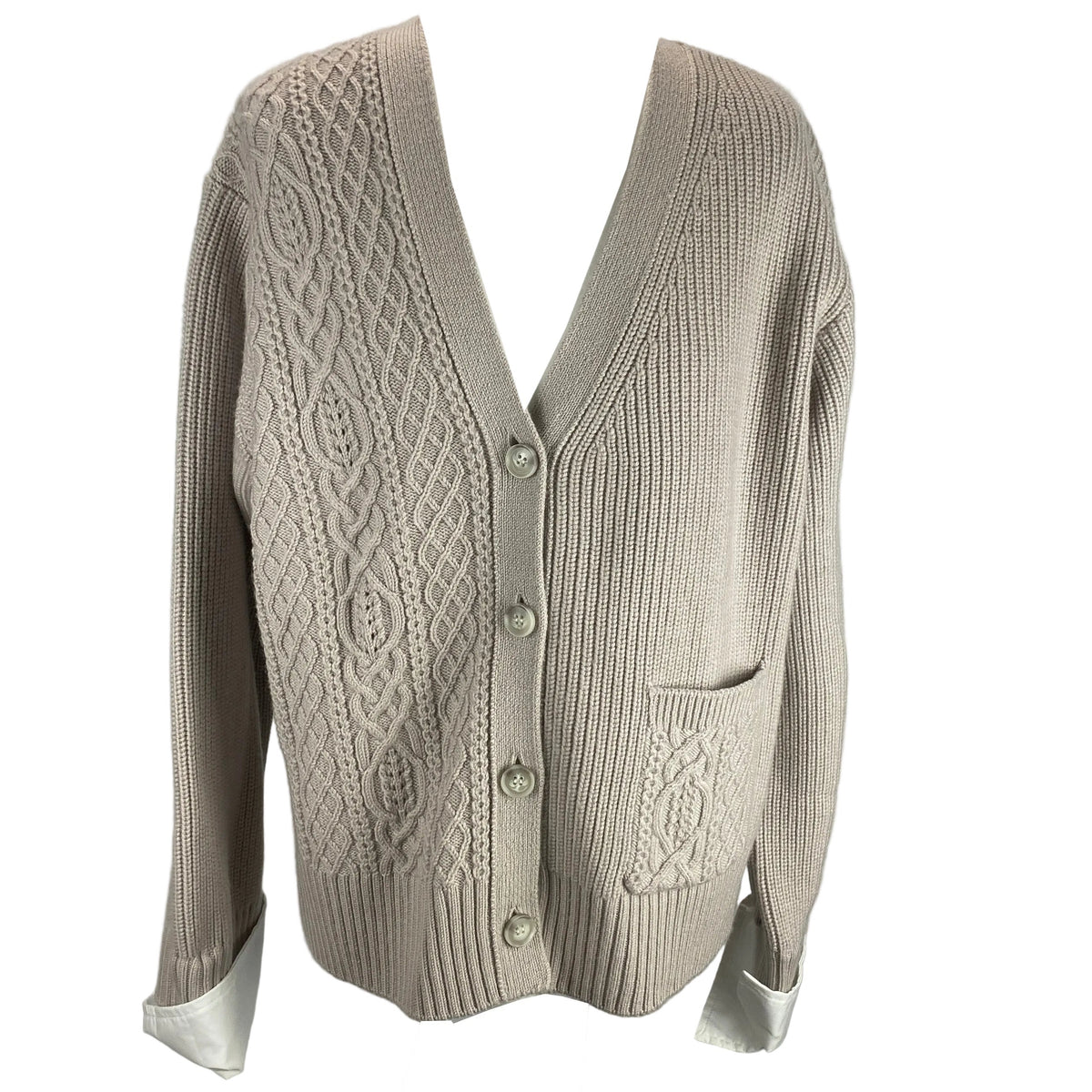 3.1 Phillip Lim Putty Thick Cable Knit Cardigan M