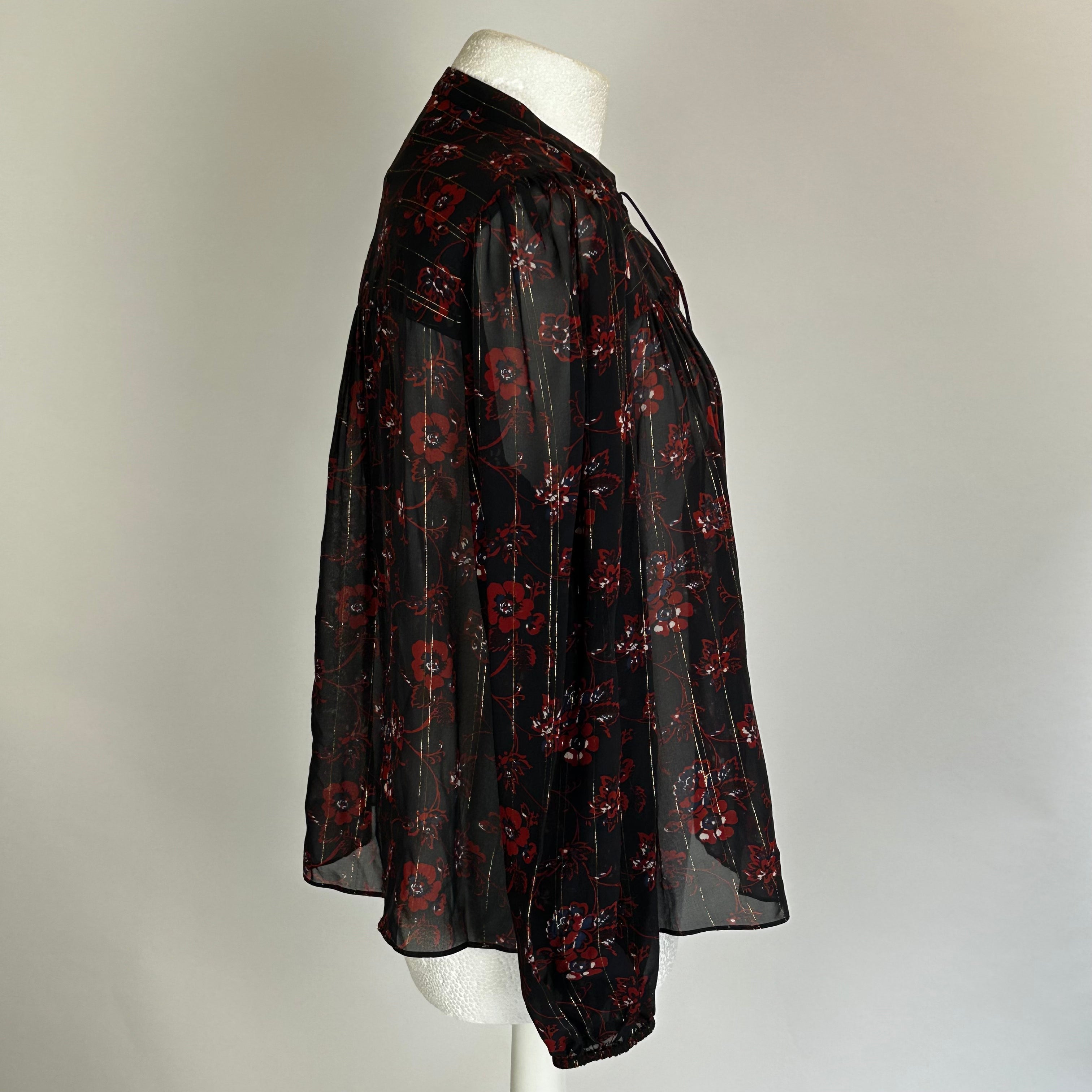Ulla Johnson Black Red & Gold Floral Blouse S