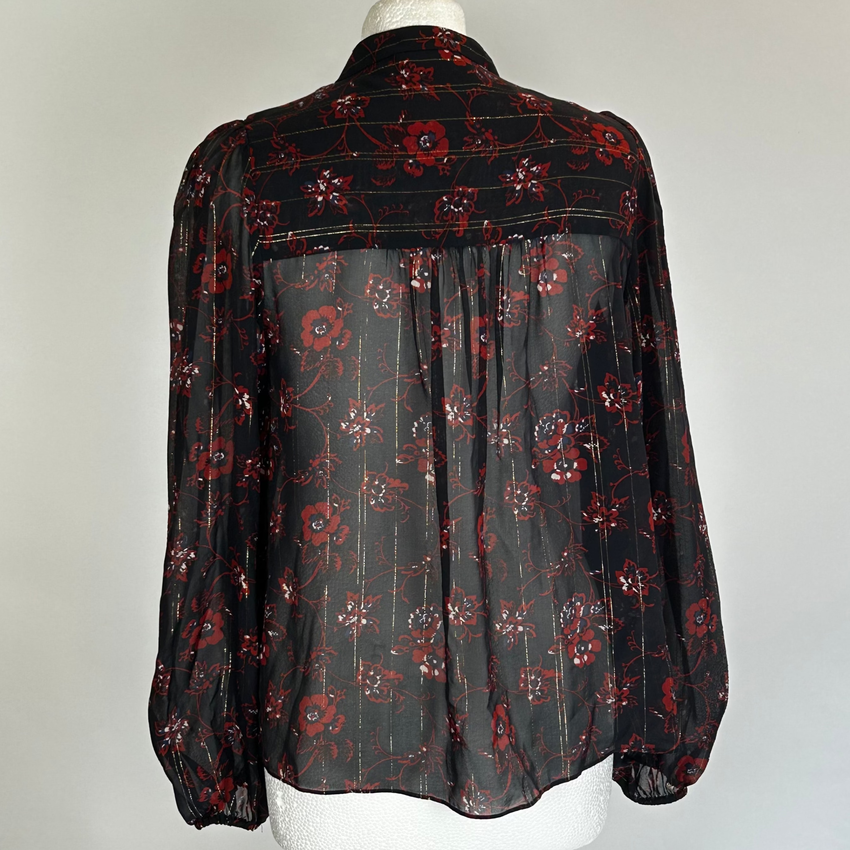 Ulla Johnson Black Red & Gold Floral Blouse S