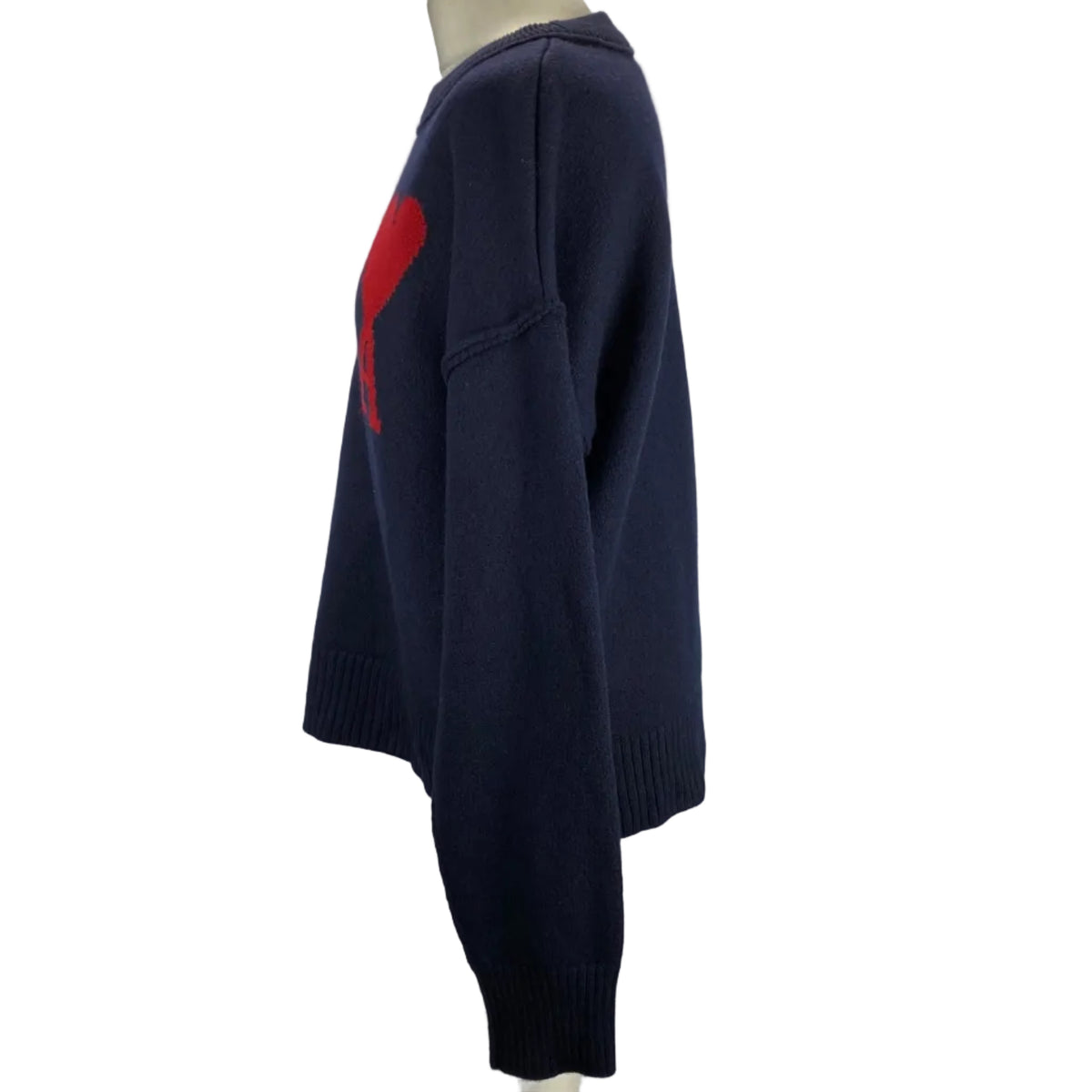 Ami Paris £375 Navy Thick Wool Ace of Hearts Sweater M