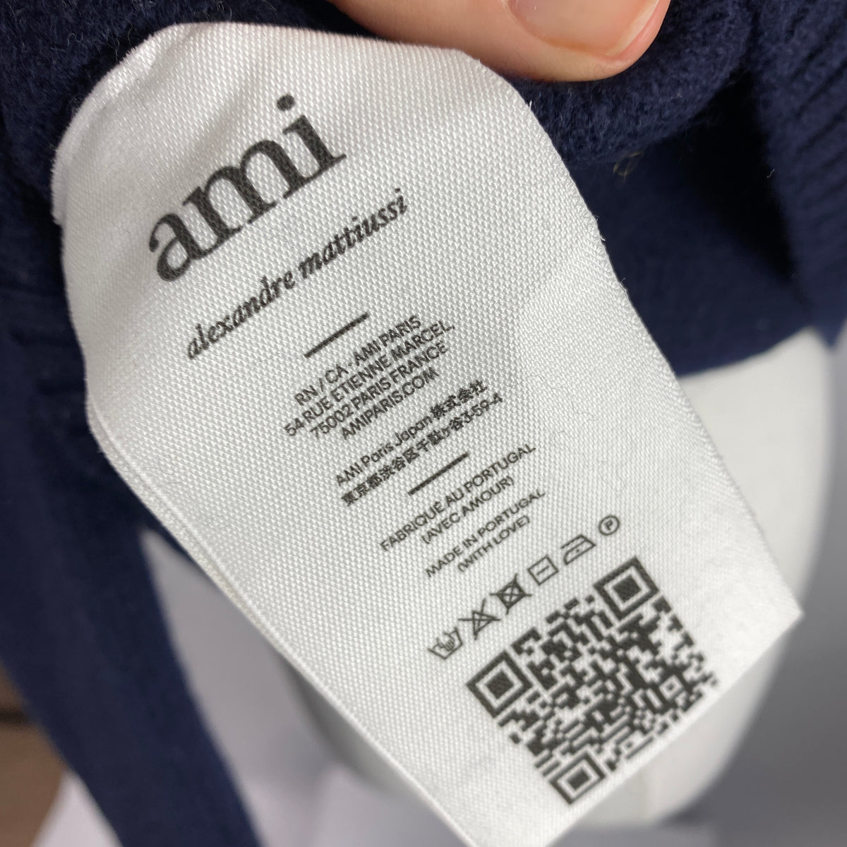 Ami Paris £375 Navy Thick Wool Ace of Hearts Sweater M