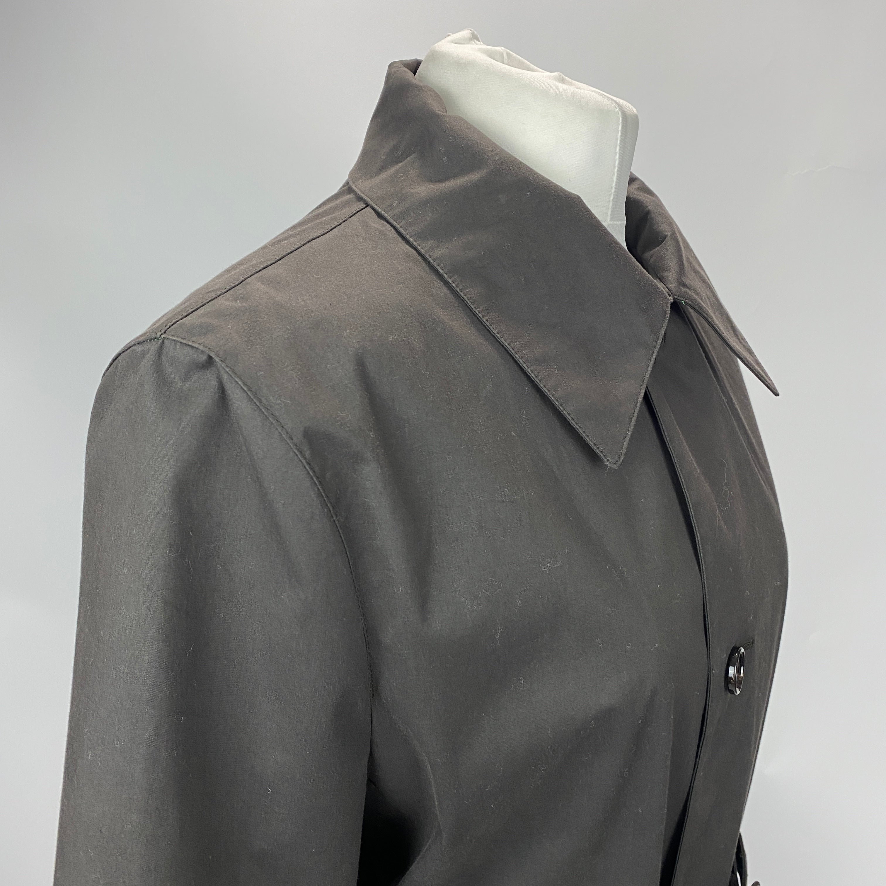 Bottega Veneta New £2100 Brown Resinated Cotton Trench Coat XS