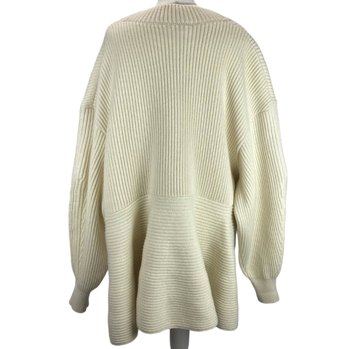 Alaia £2200 Cream Wool & Cashmere Chunky Rib Knit Cardigan XL