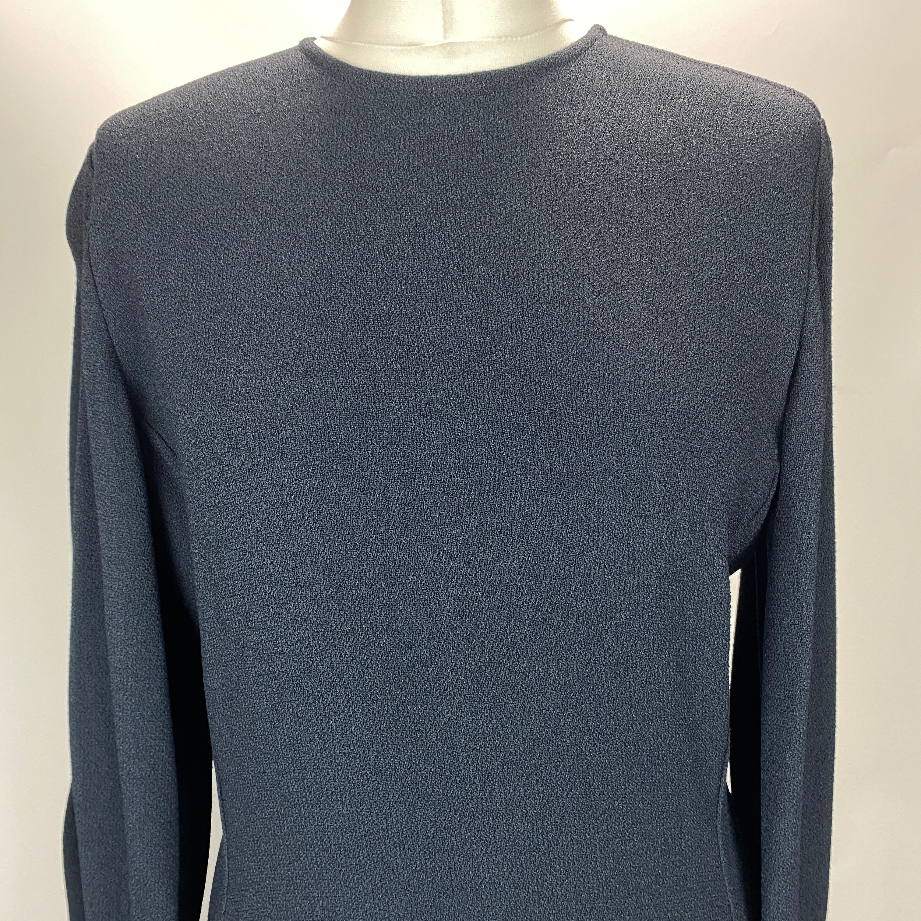 Victoria Beckham Navy Textured Crepe Maxi Dress L