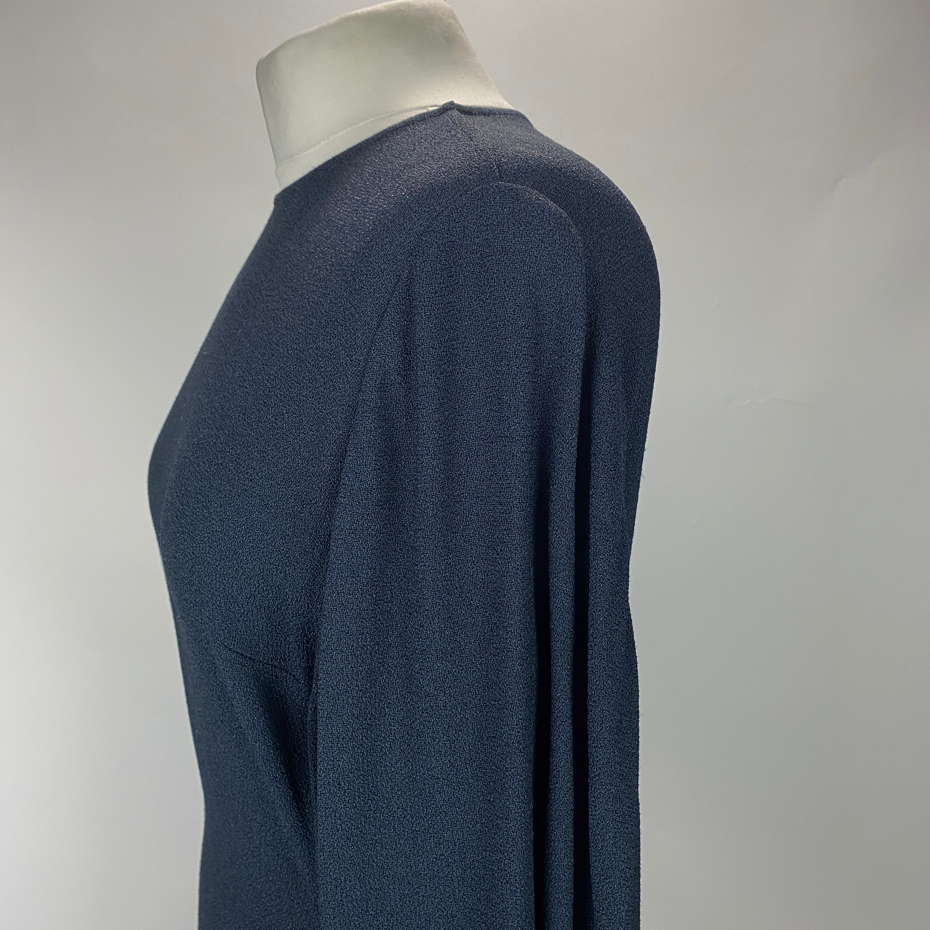 Victoria Beckham Navy Textured Crepe Maxi Dress L