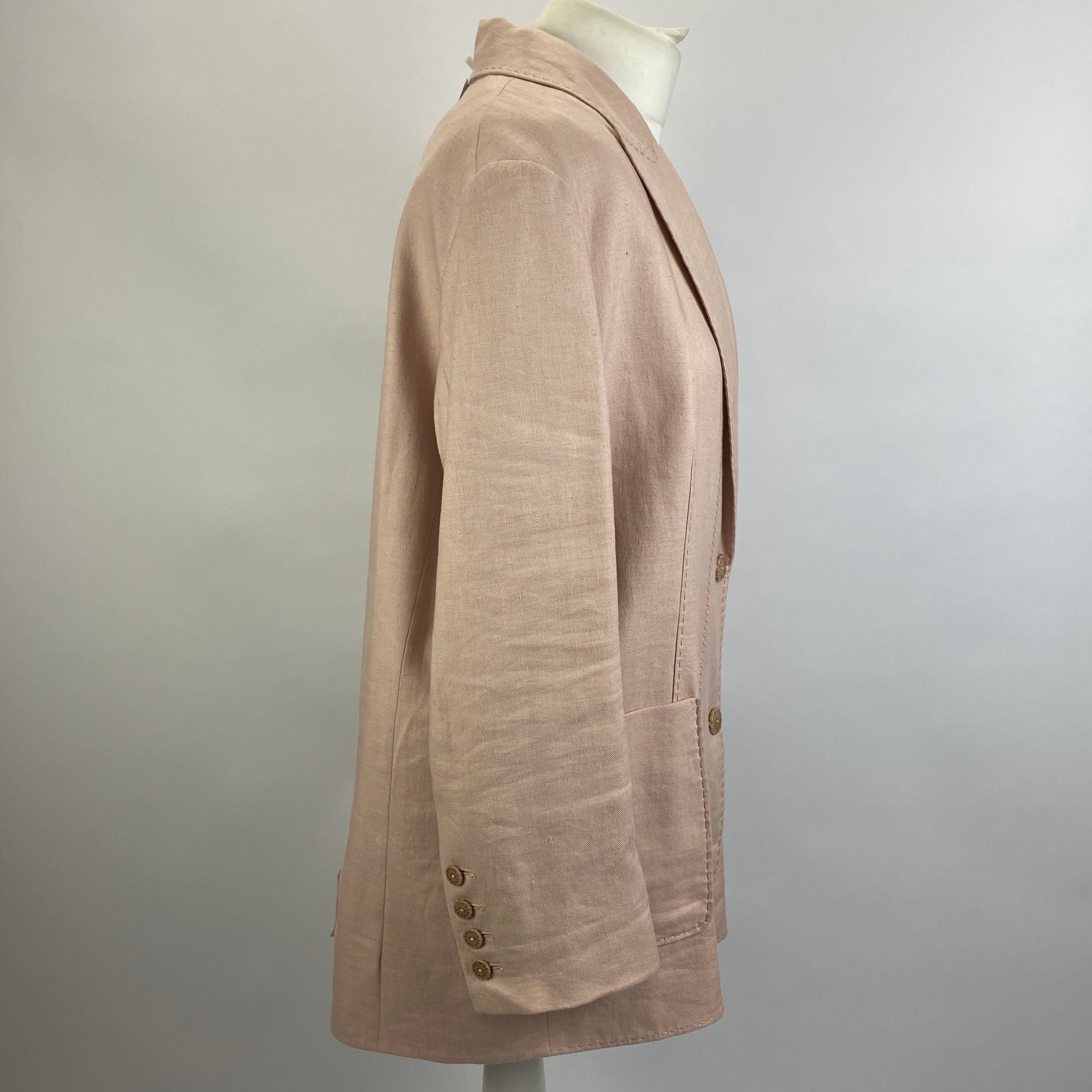 Zimmermann £1150 Nude Pink Topstitched Linen Jacket S