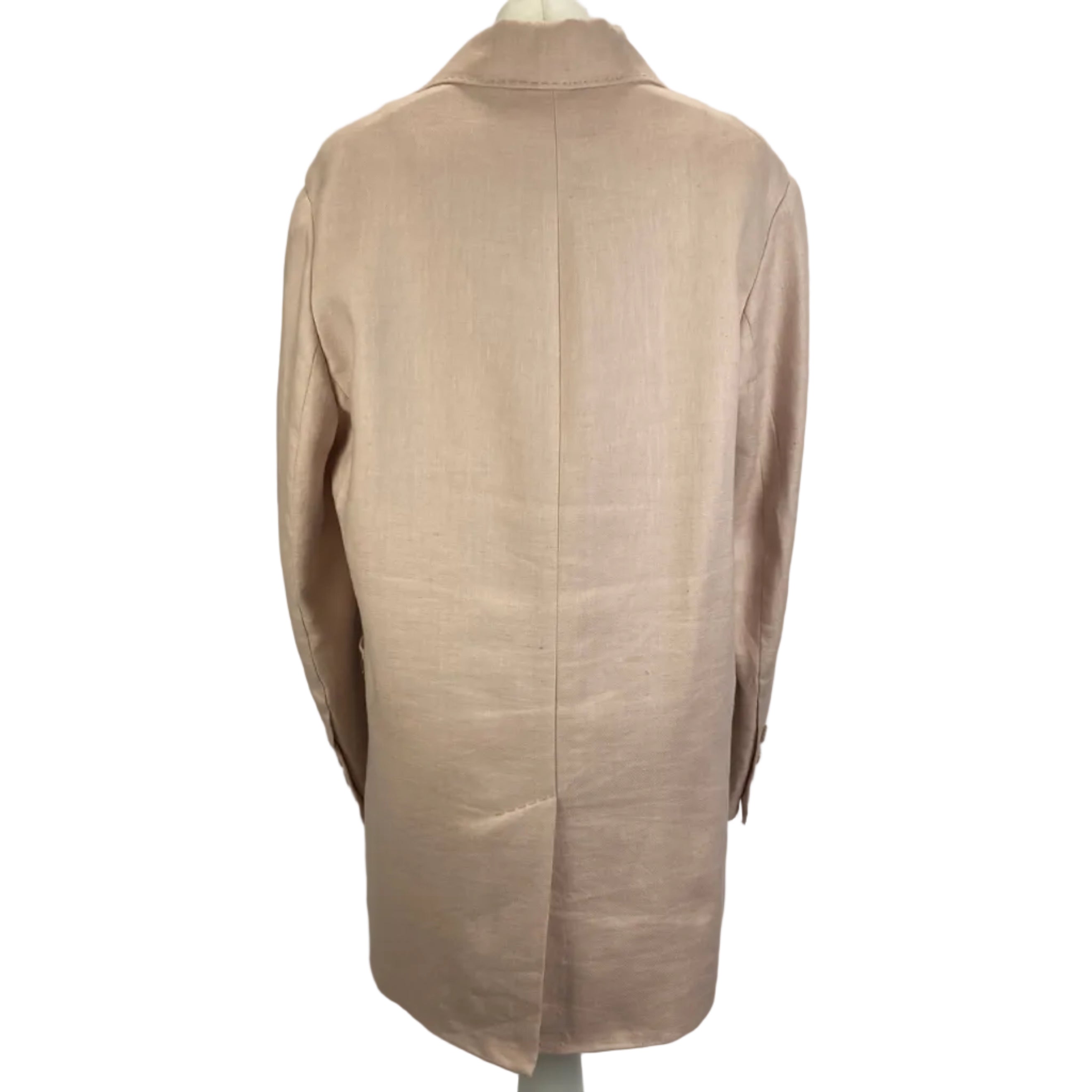 Zimmermann £1150 Nude Pink Topstitched Linen Jacket S