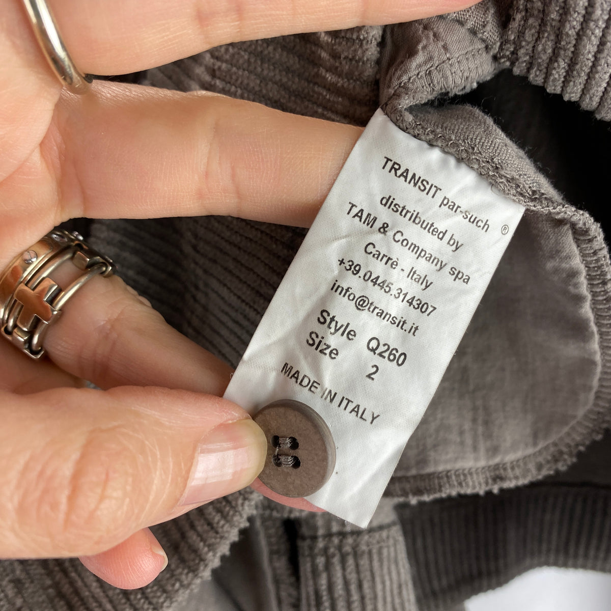Transit Stone Velvet Corduroy Lightweight Jacket S