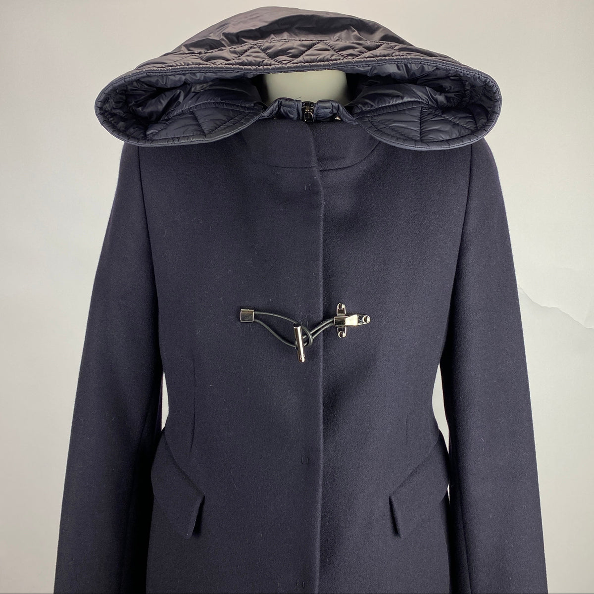 Fay £1277 Navy Wool Toggle Coat XS/S