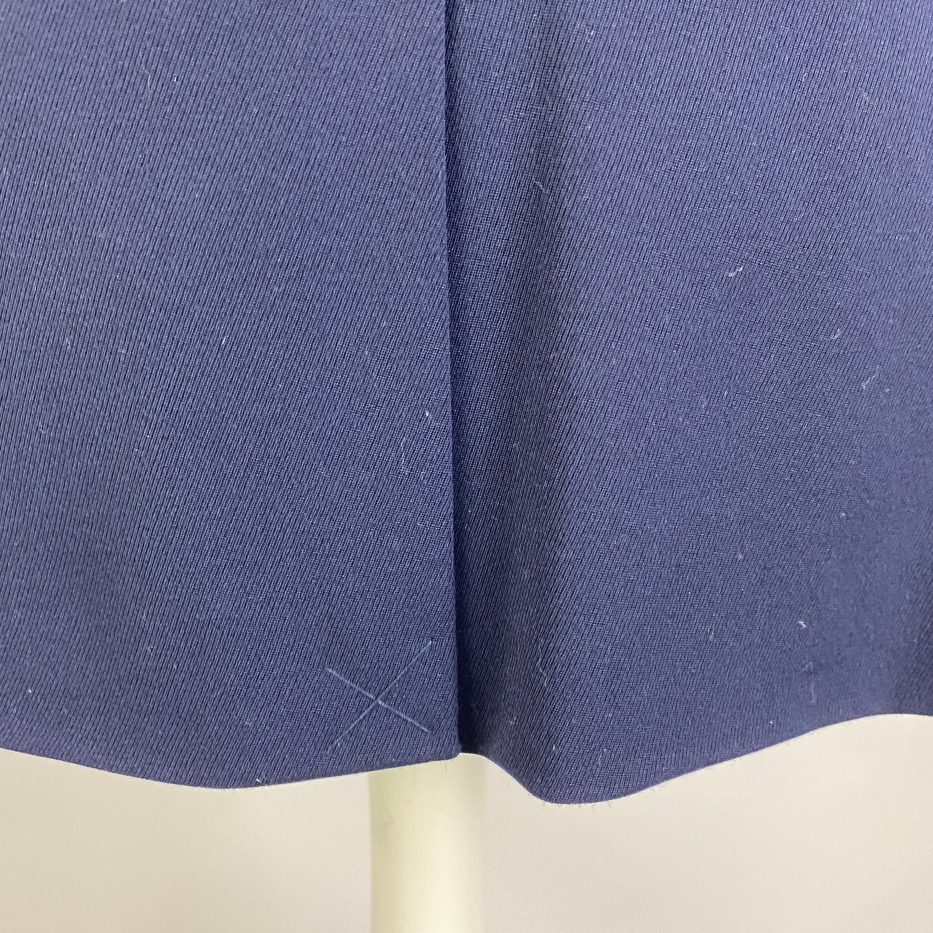 Ralph Lauren Navy Wool Blazer with Leather Trim L