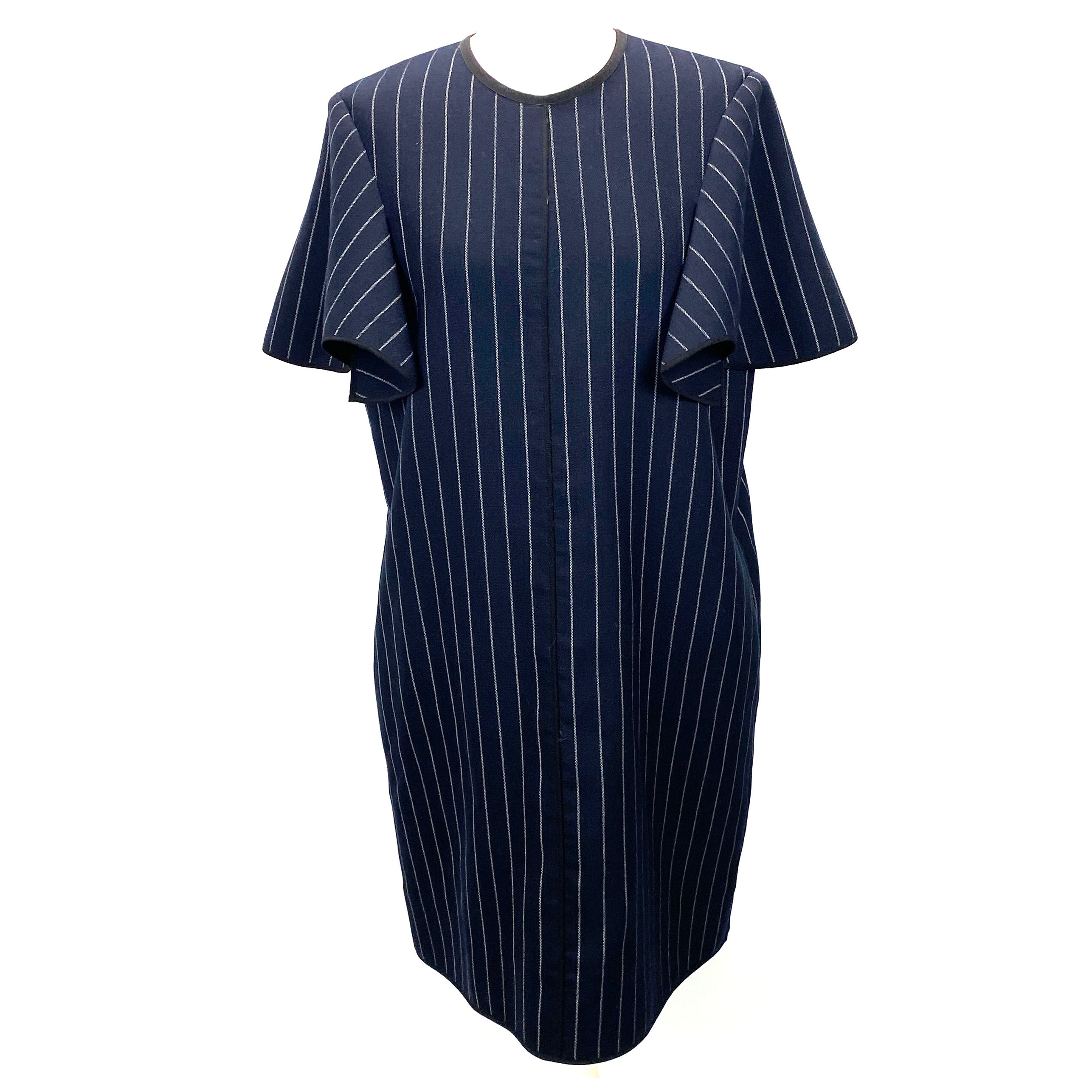 Victoria Beckham Navy Pinstripe Shift Dress M