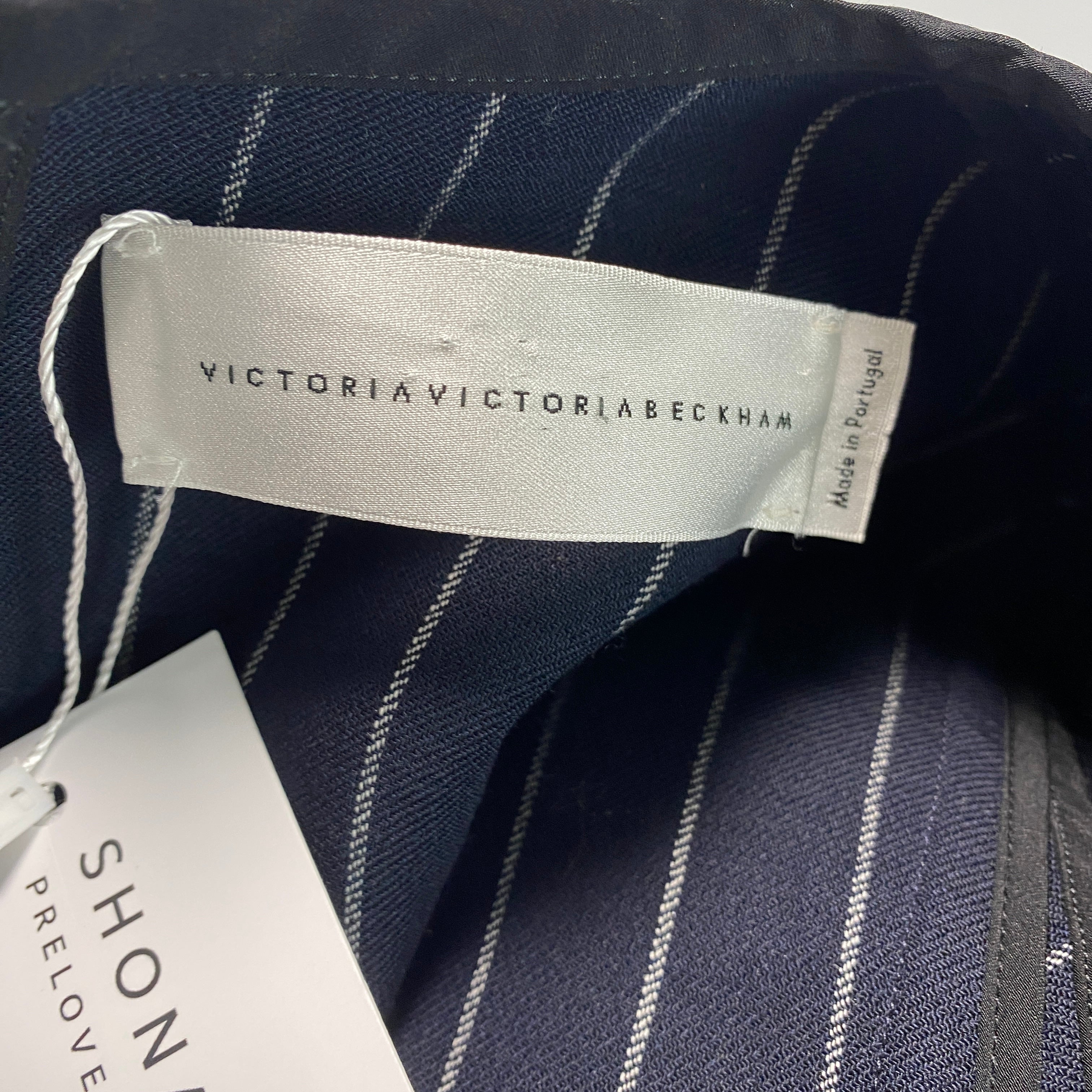 Victoria Beckham Navy Pinstripe Shift Dress M
