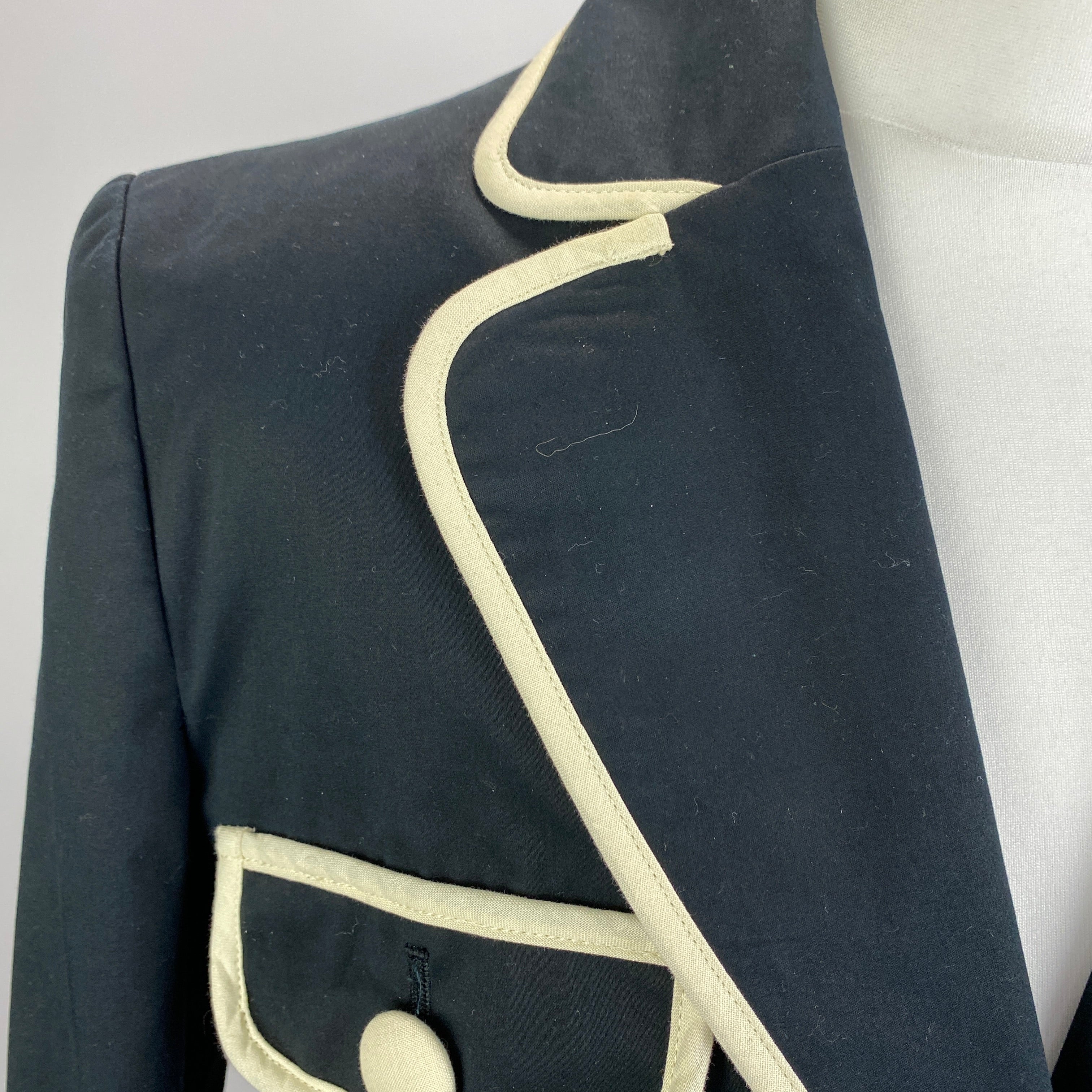 Moschino Black Cotton Blazer with Cream Trim L