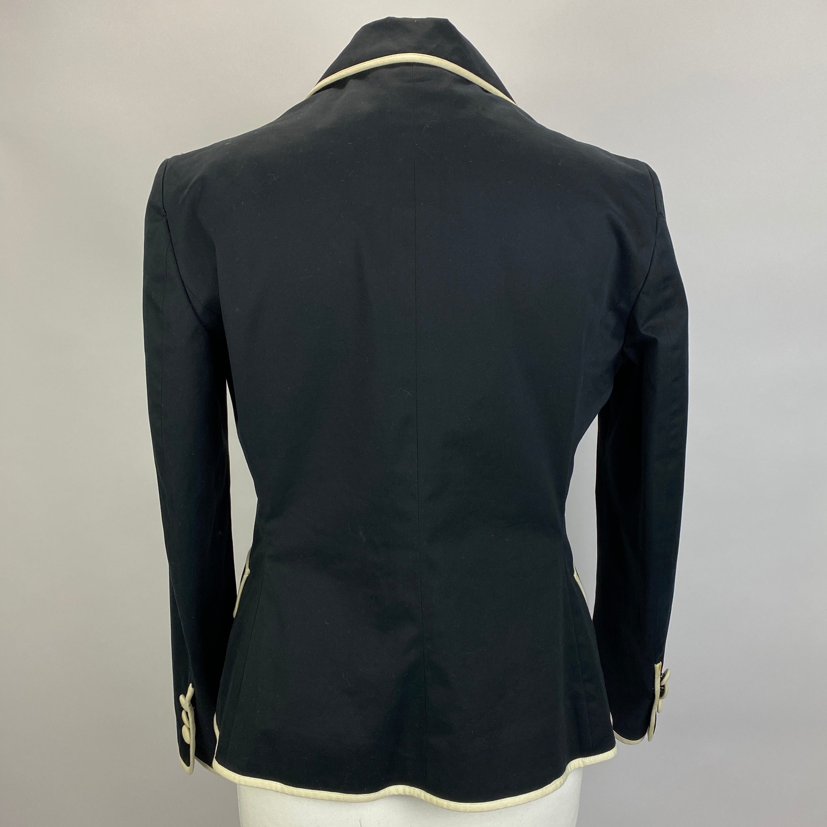 Moschino Black Cotton Blazer with Cream Trim L