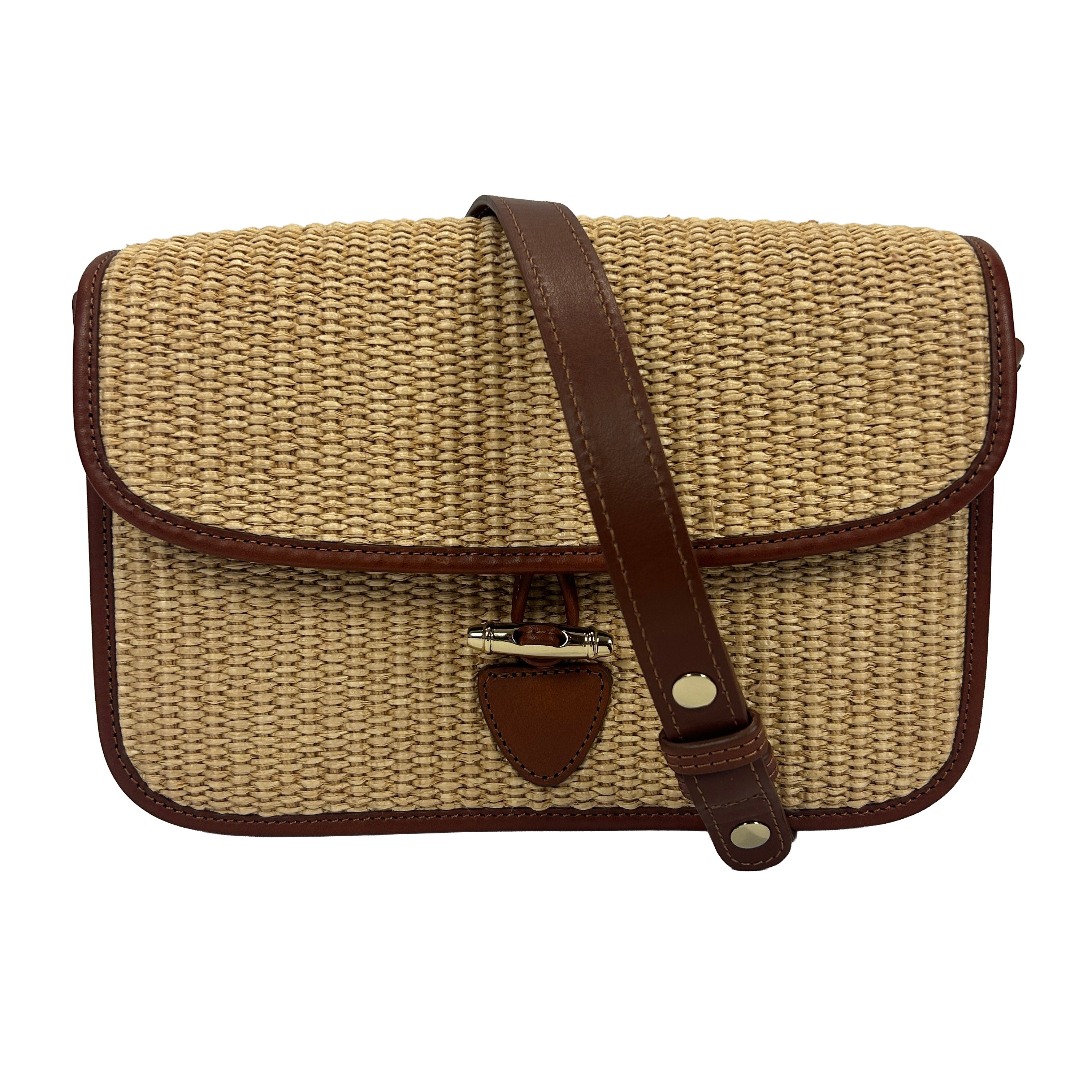 Sezane New £355 Woven Straw & Leather Crossbody Bag