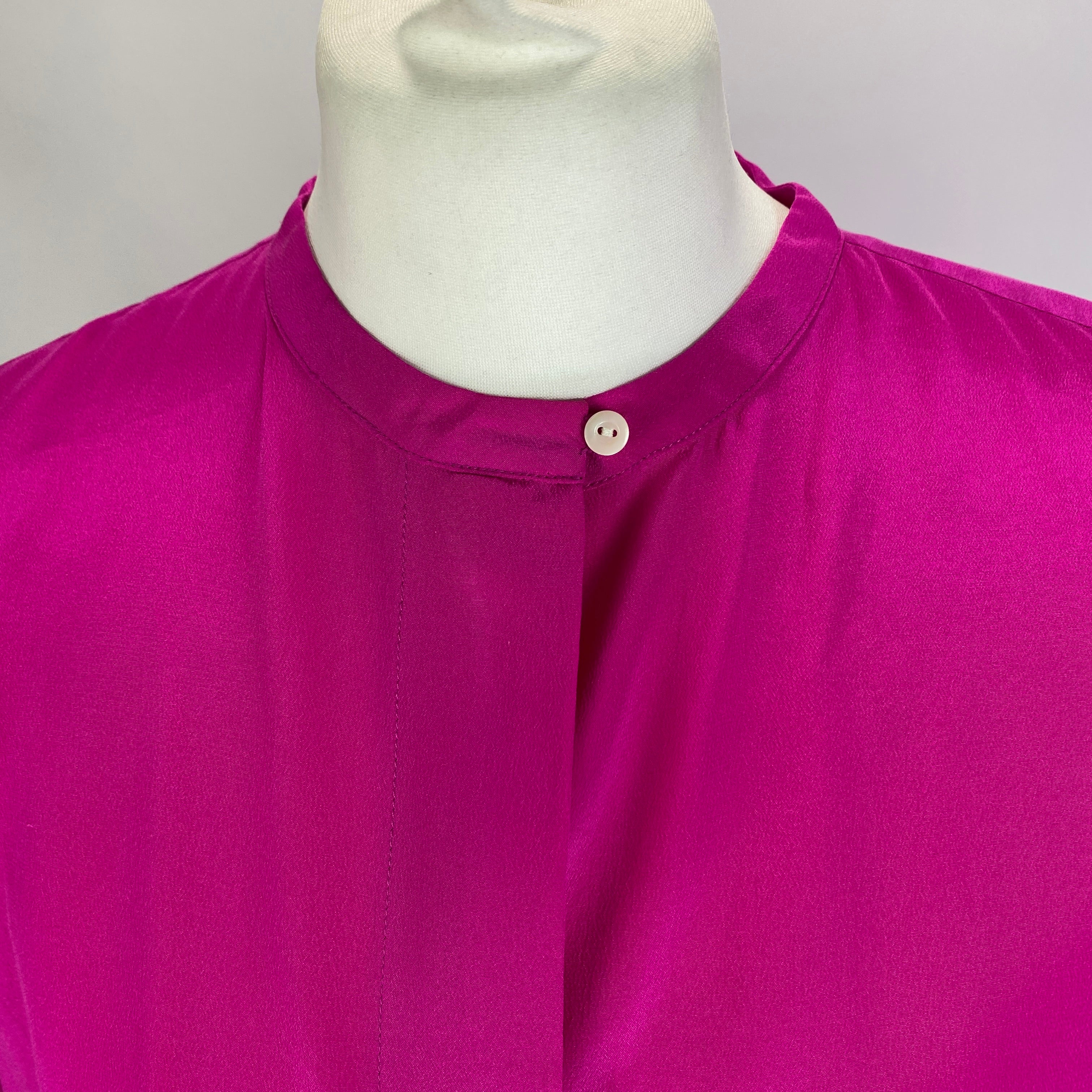 Ralph Lauren Fuchsia Silk Collarless Shirt XL