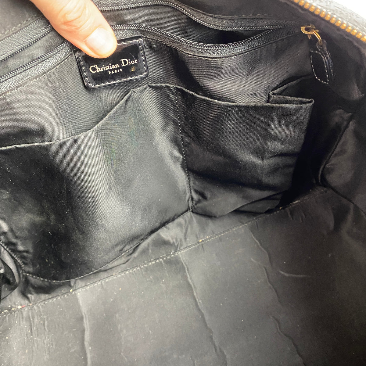 Christian Dior Vintage 2001 Black Logo Leather Boston Bag