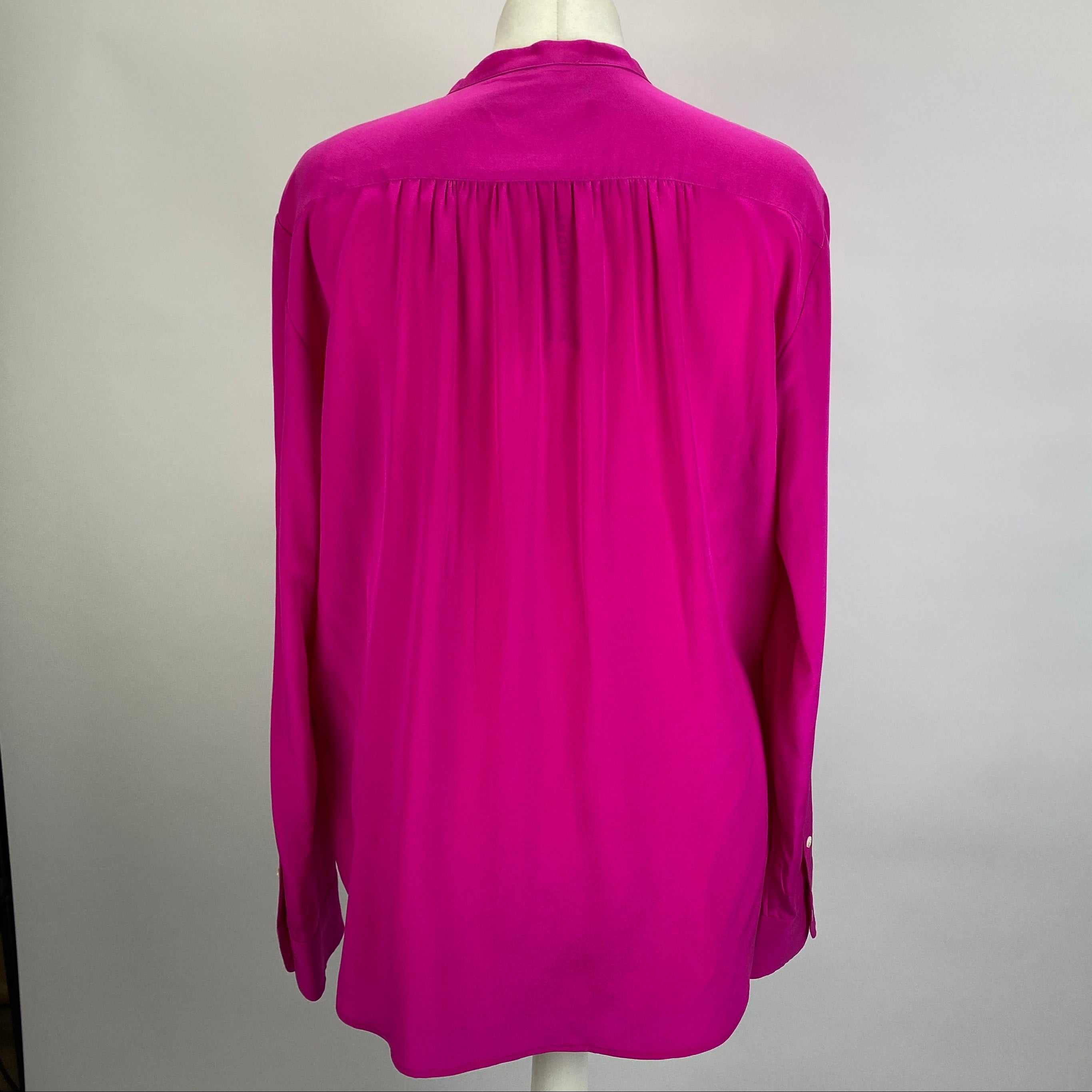 Ralph Lauren Fuchsia Silk Collarless Shirt XL