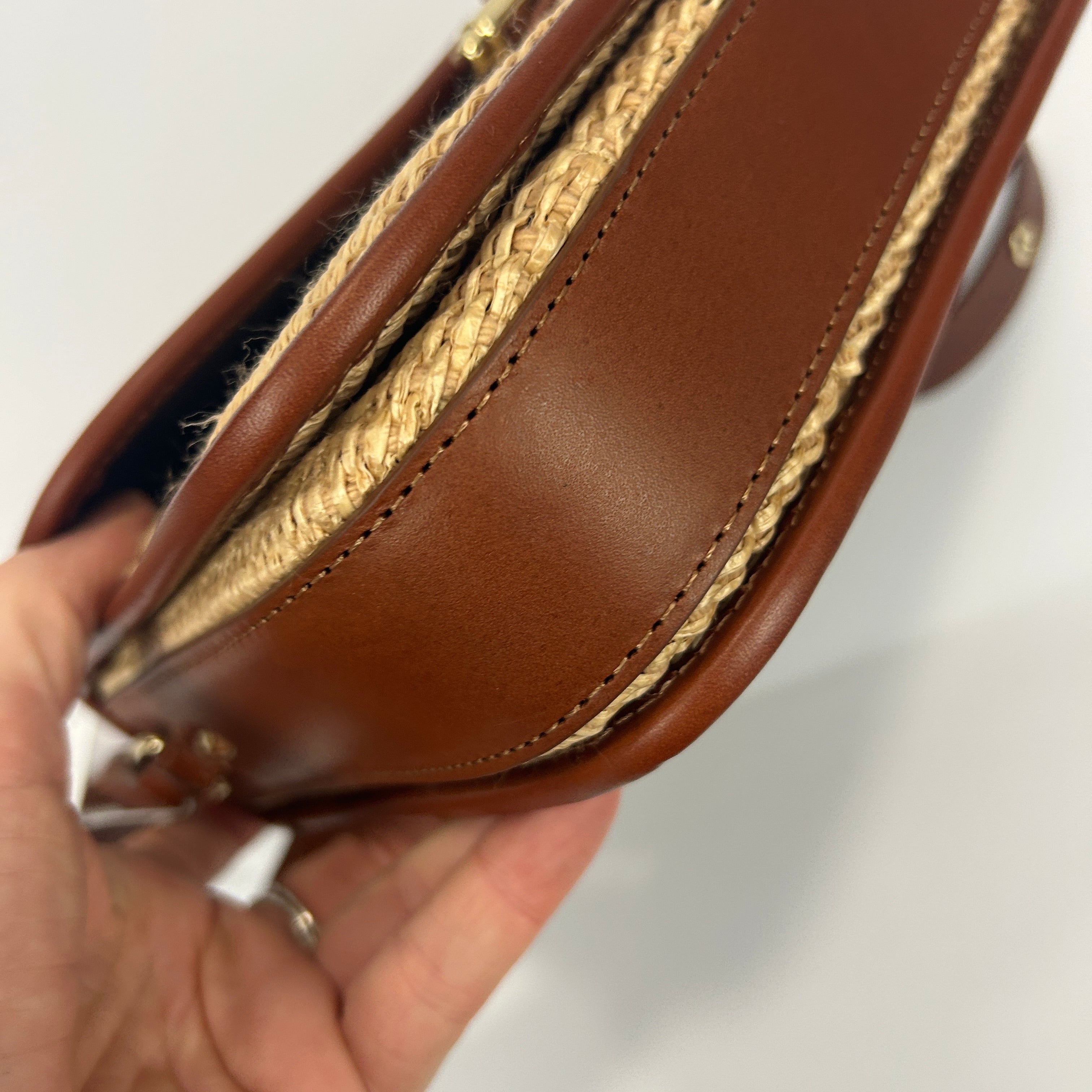 Sezane New £355 Woven Straw & Leather Crossbody Bag