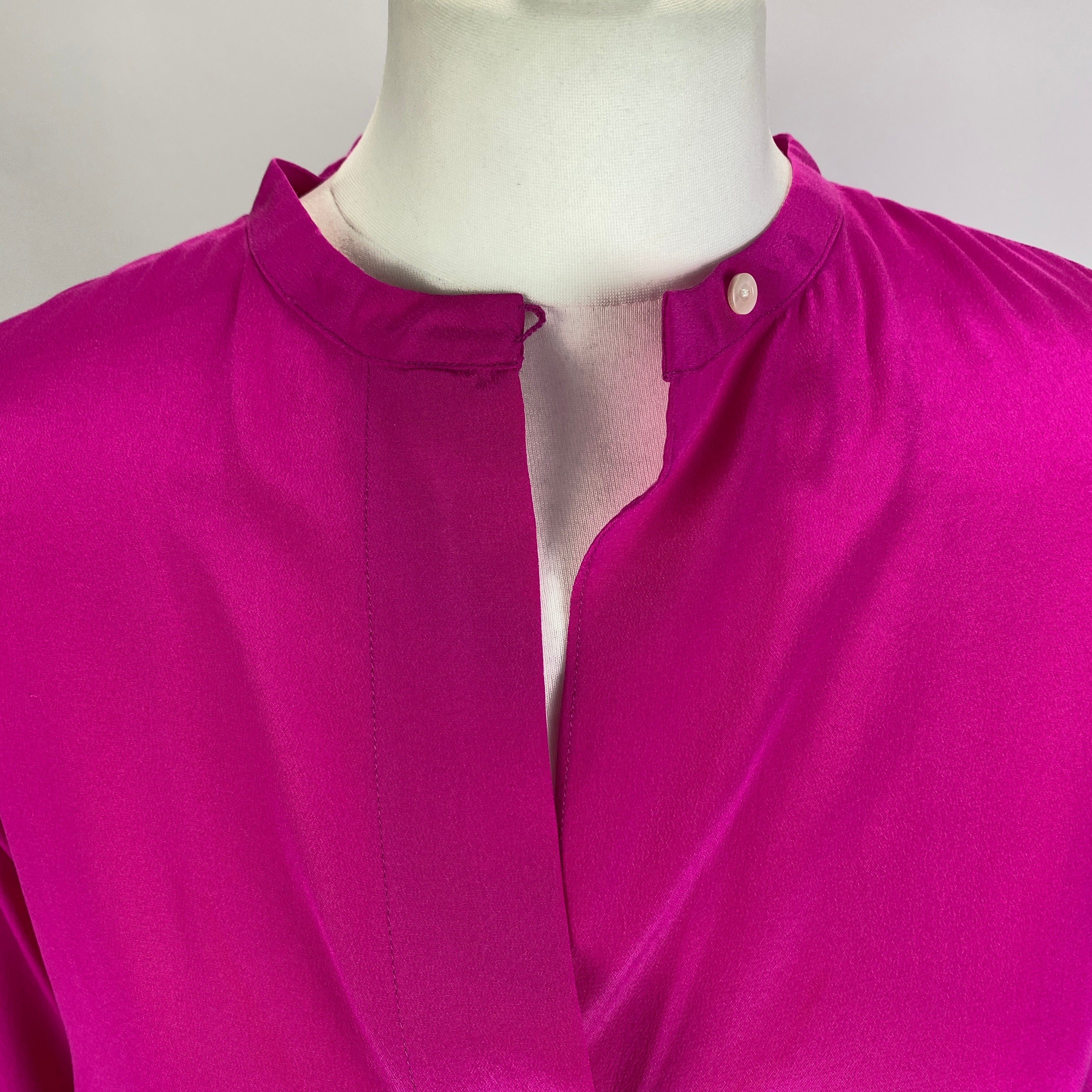 Ralph Lauren Fuchsia Silk Collarless Shirt XL