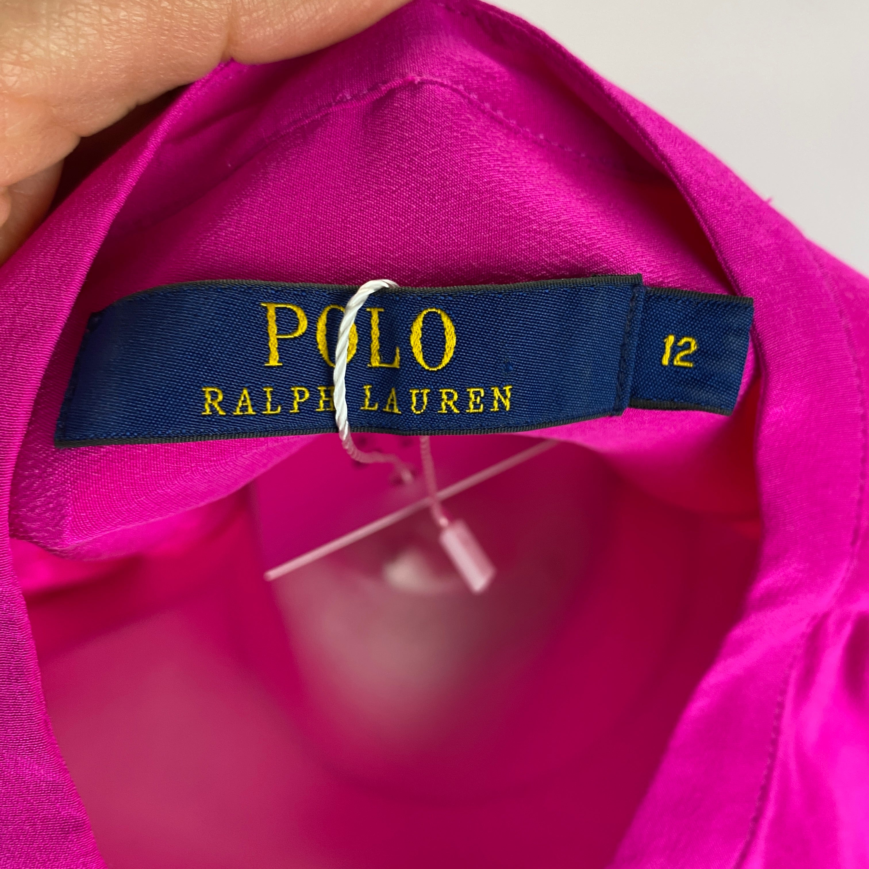 Ralph Lauren Fuchsia Silk Collarless Shirt XL