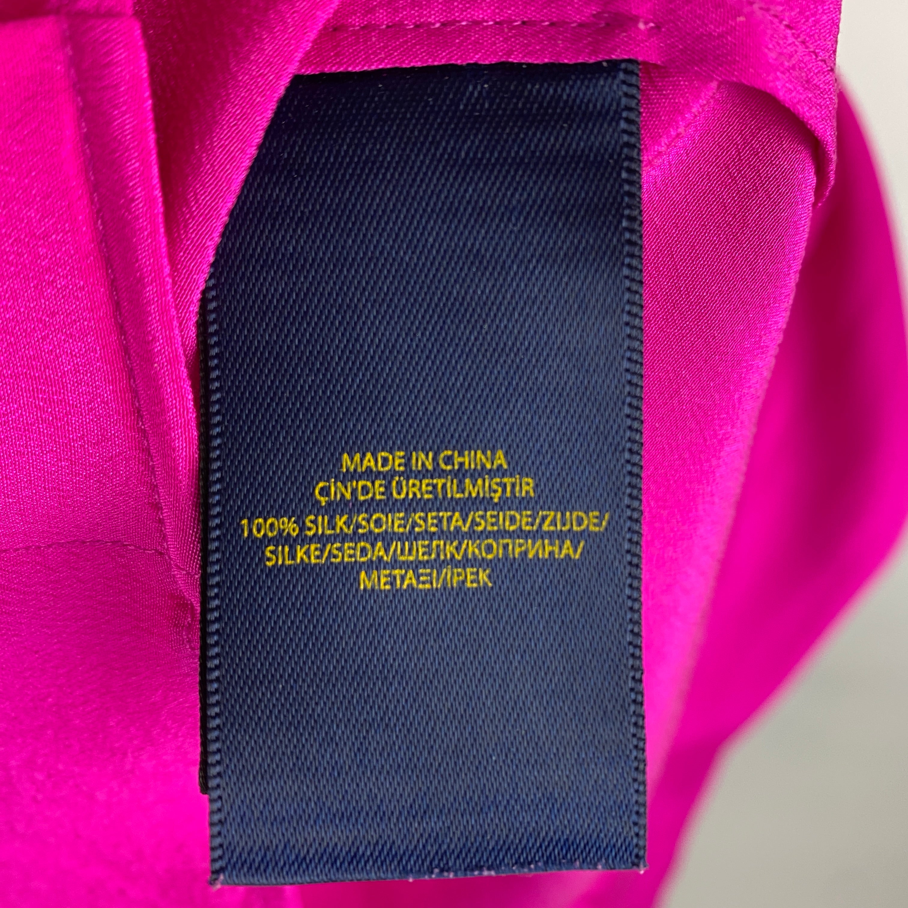 Ralph Lauren Fuchsia Silk Collarless Shirt XL