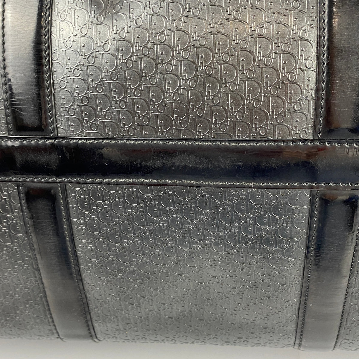 Christian Dior Vintage 2001 Black Logo Leather Boston Bag
