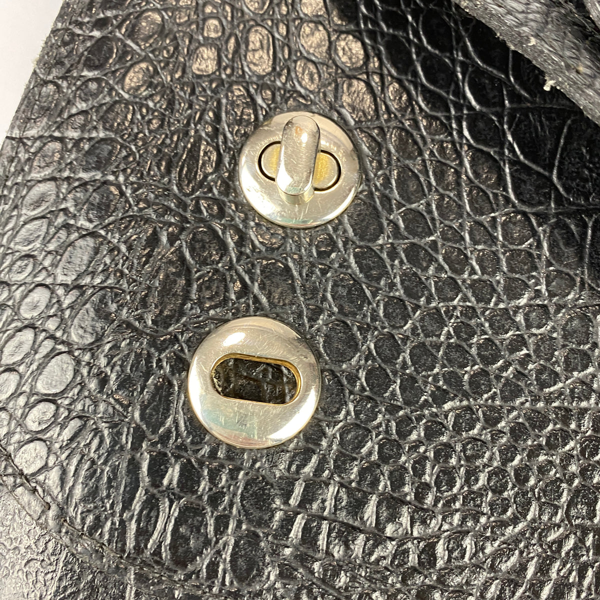 Fendi Vintage Black Embossed Croc Crossbody Bag