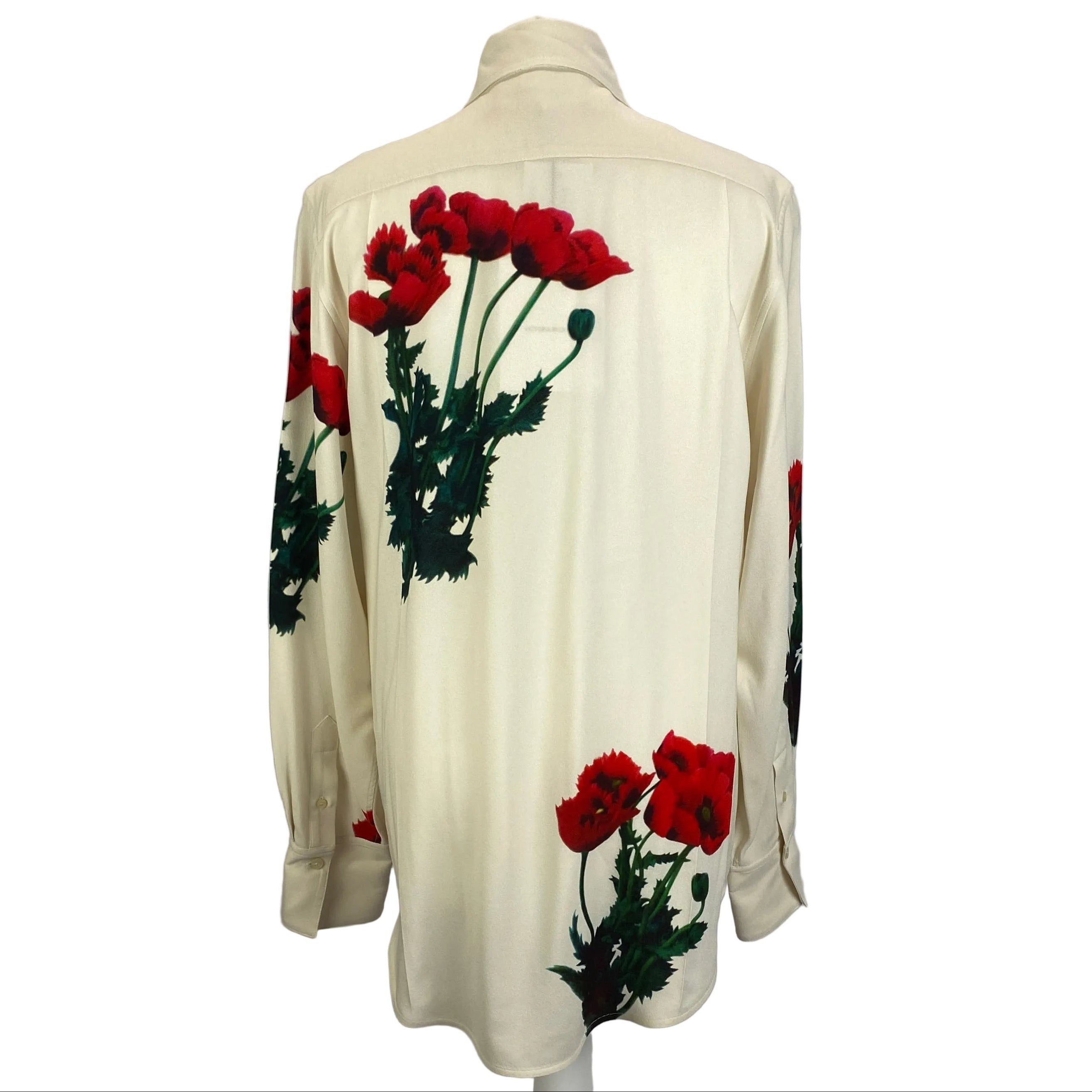 Victoria Beckham New £770 Cream Poppies Print Longline Shirt S