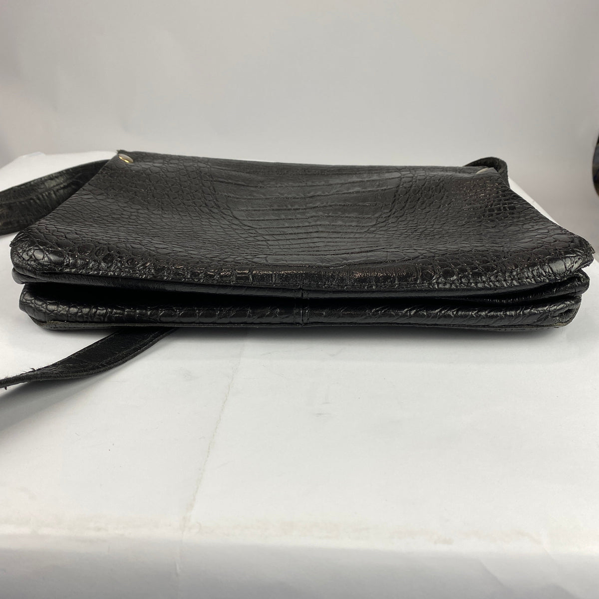 Fendi Vintage Black Embossed Croc Crossbody Bag