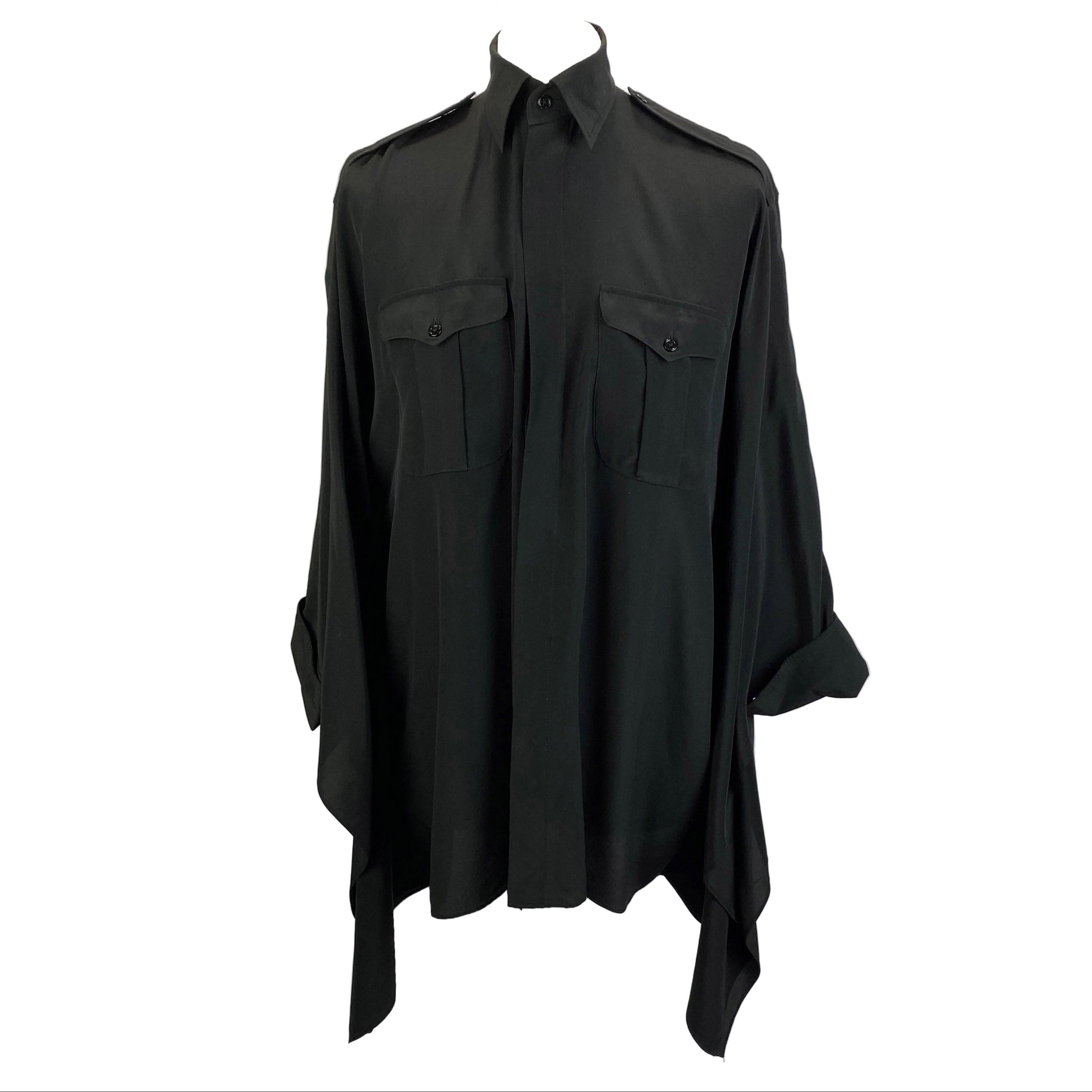 Ralph Lauren Black Silk Longline Safari Shirt XS/S/M/L