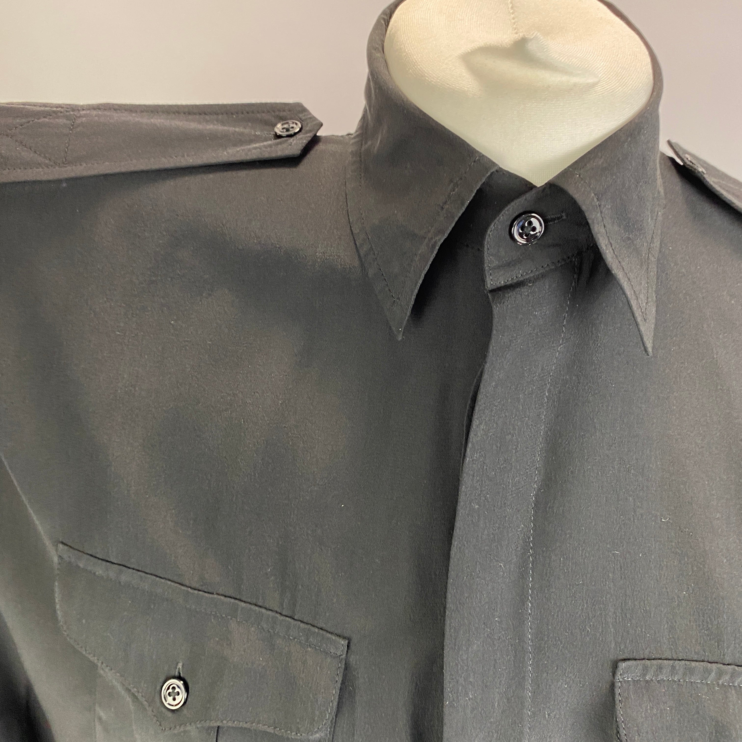 Ralph Lauren Black Silk Longline Safari Shirt XS/S/M/L