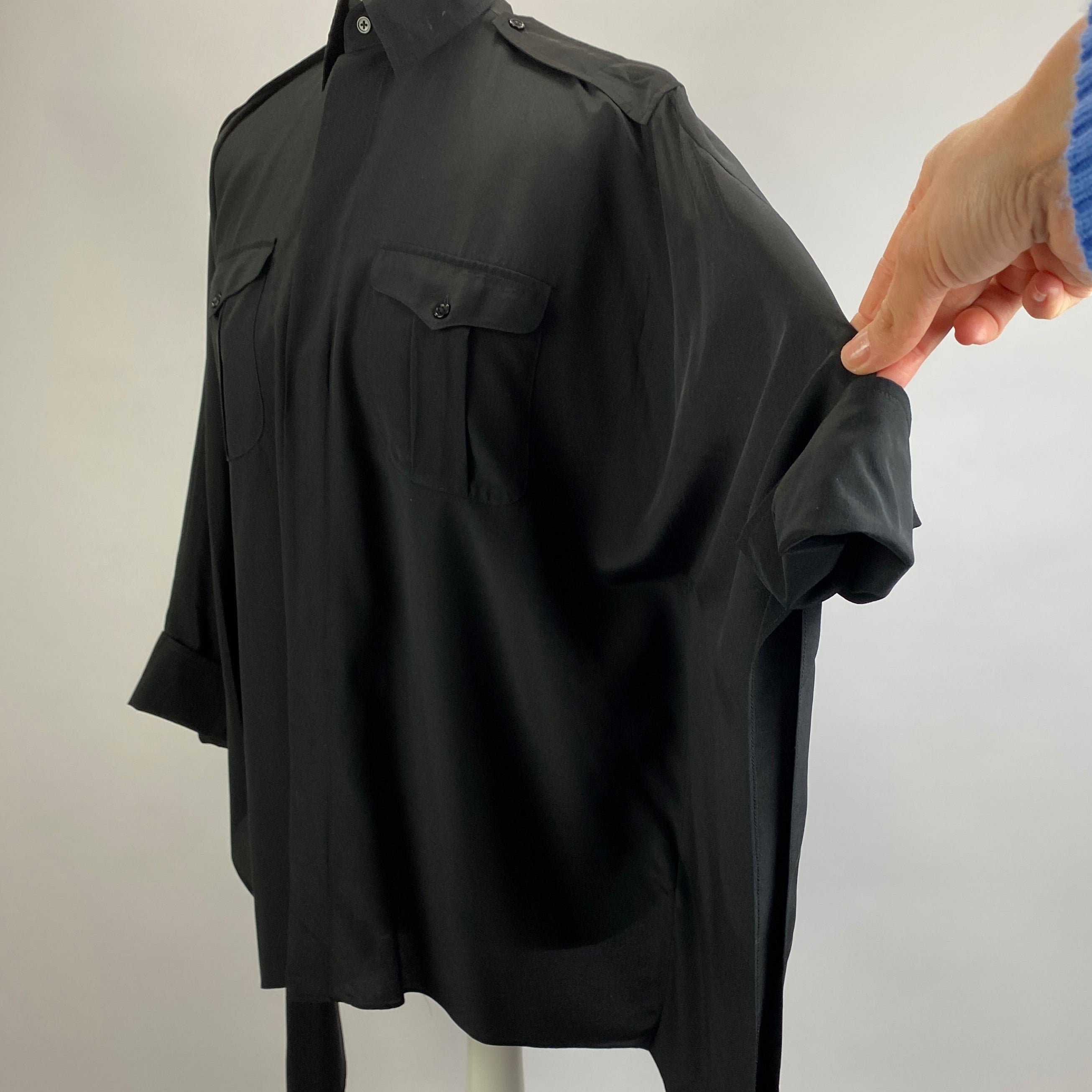 Ralph Lauren Black Silk Longline Safari Shirt XS/S/M/L
