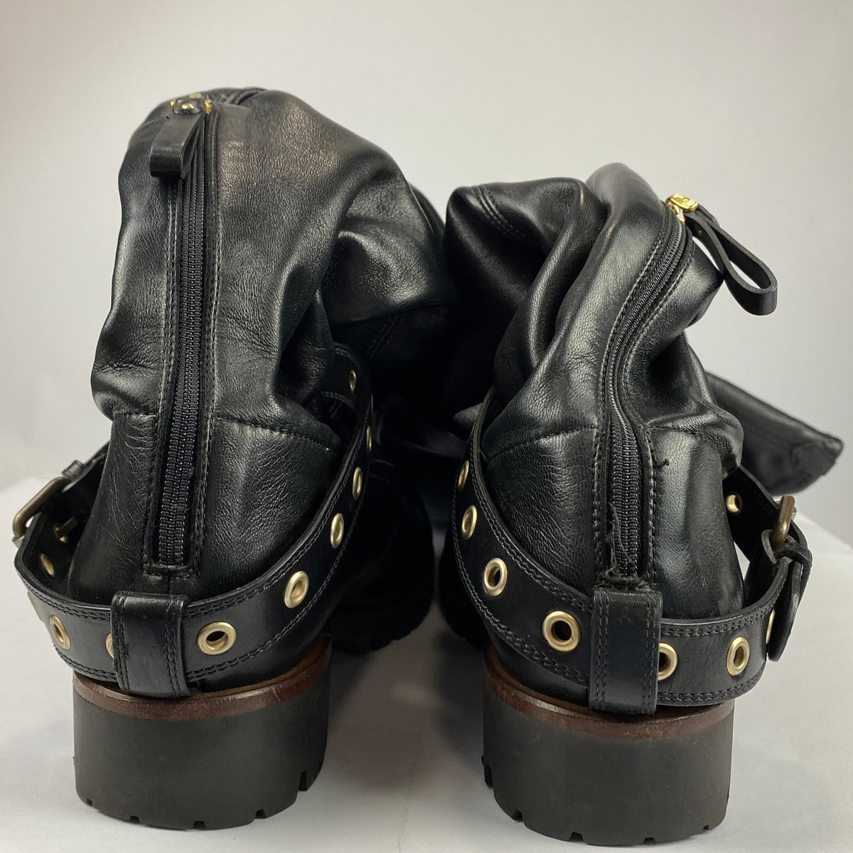 Sergio Rossi Black Over The Knee Biker Boots 39.5