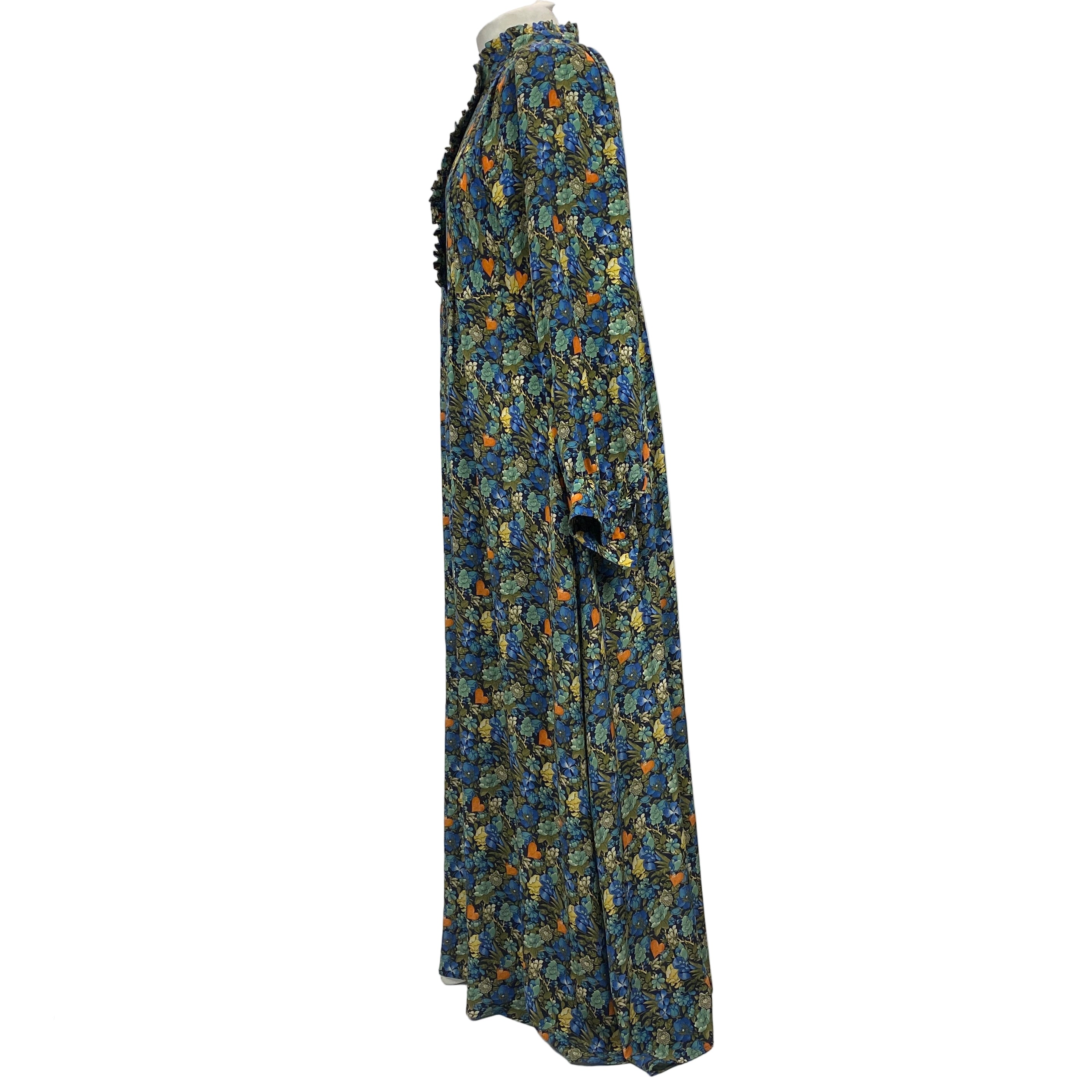 Weekend Max Mara Blue Floral Silk Maxi Dress L