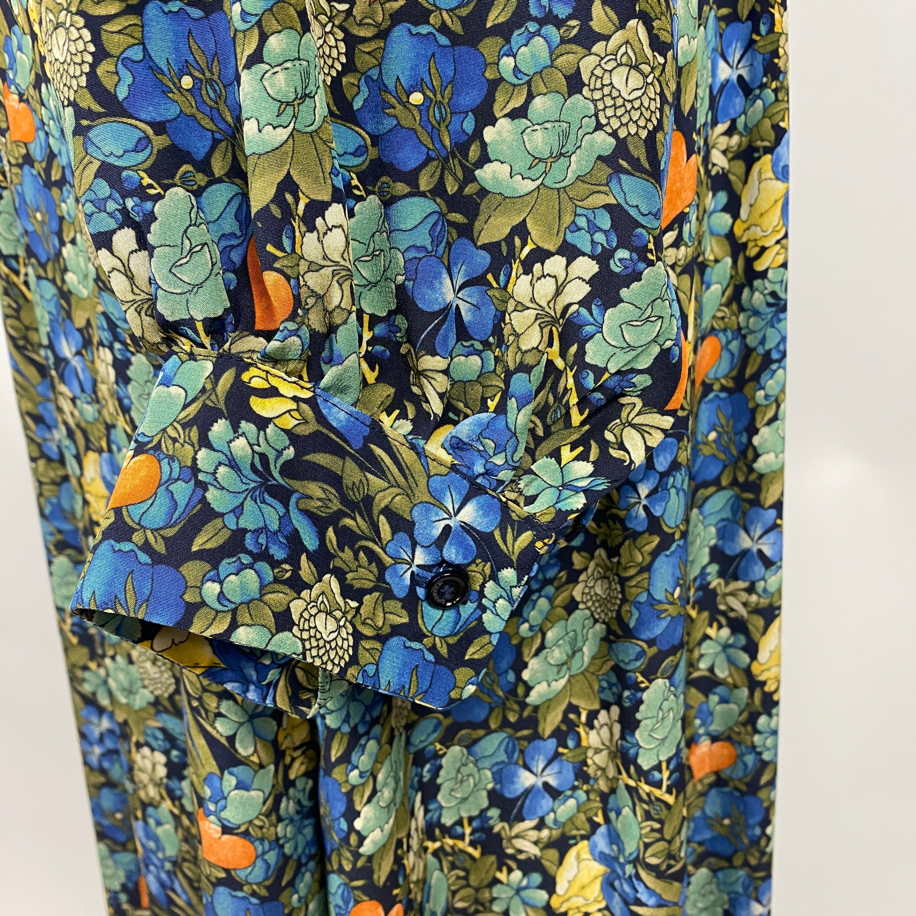 Weekend Max Mara Blue Floral Silk Maxi Dress L