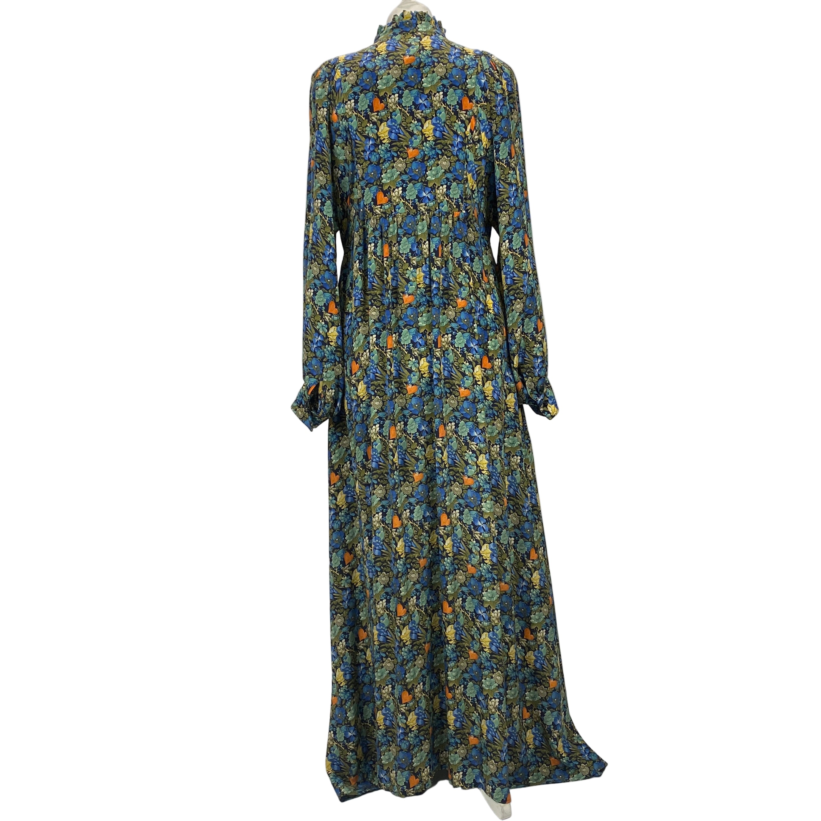 Weekend Max Mara Blue Floral Silk Maxi Dress L