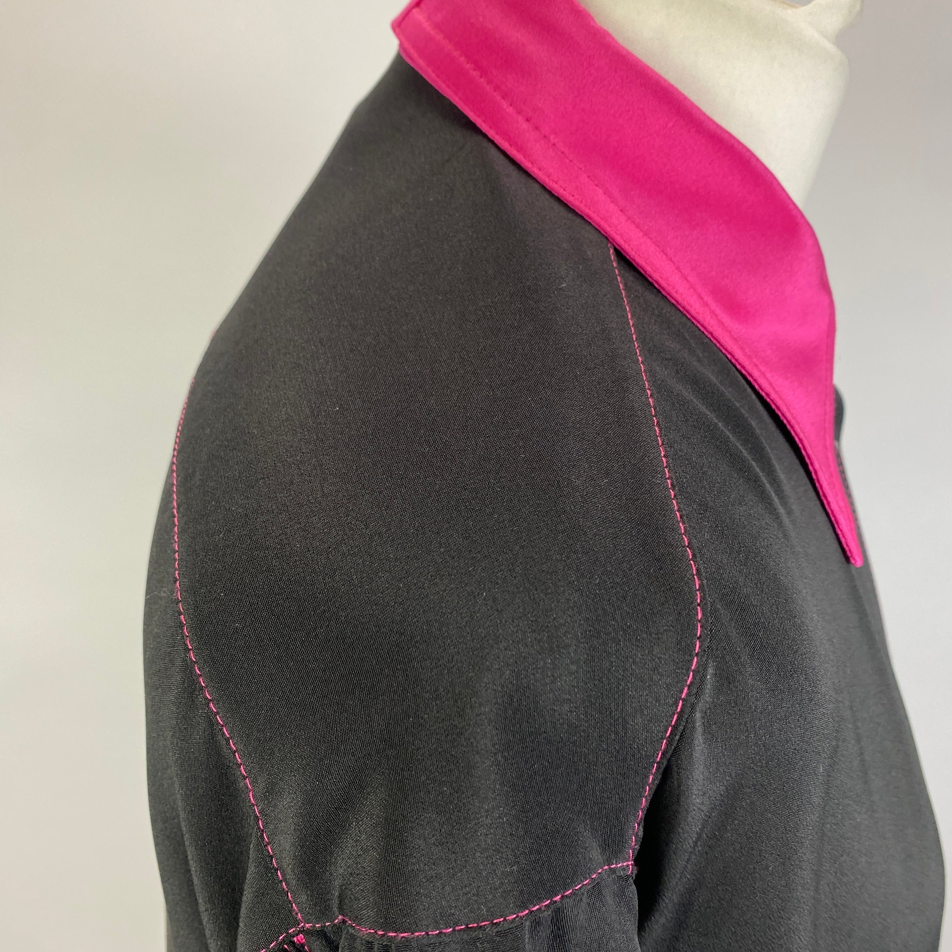 Serena Bute Black & Pink Heavy Silk Longline Shirt M