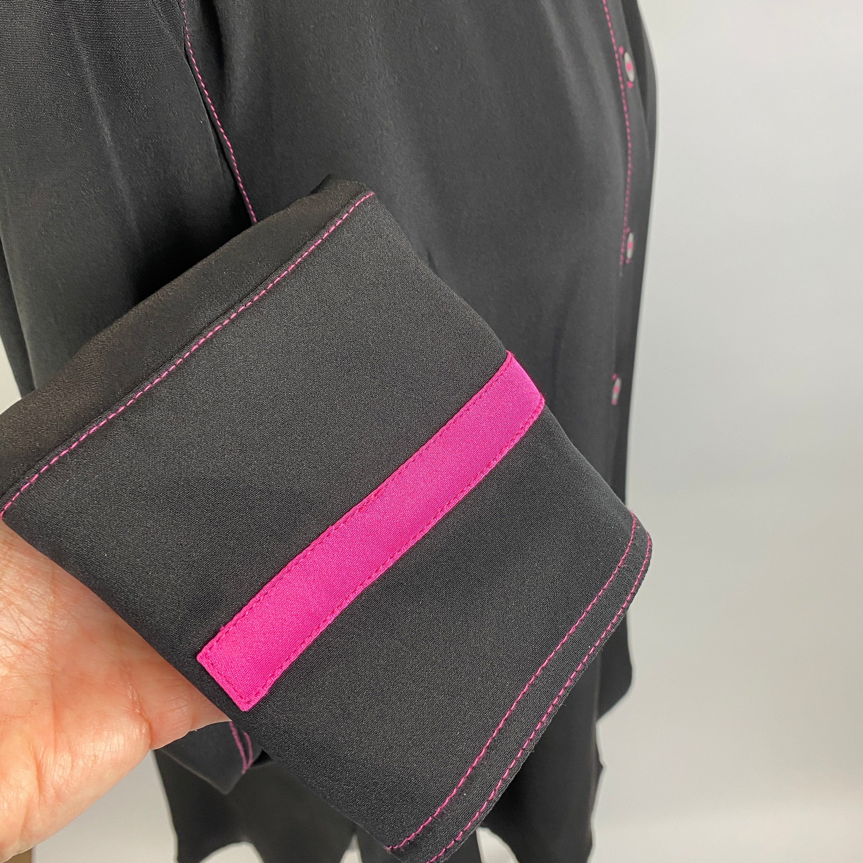 Serena Bute Black & Pink Heavy Silk Longline Shirt M