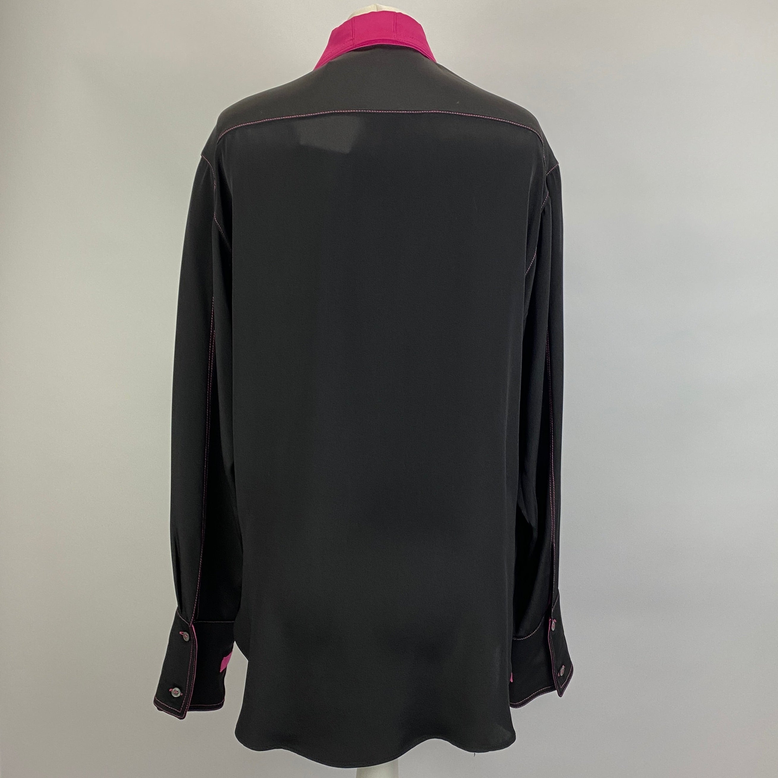 Serena Bute Black & Pink Heavy Silk Longline Shirt M