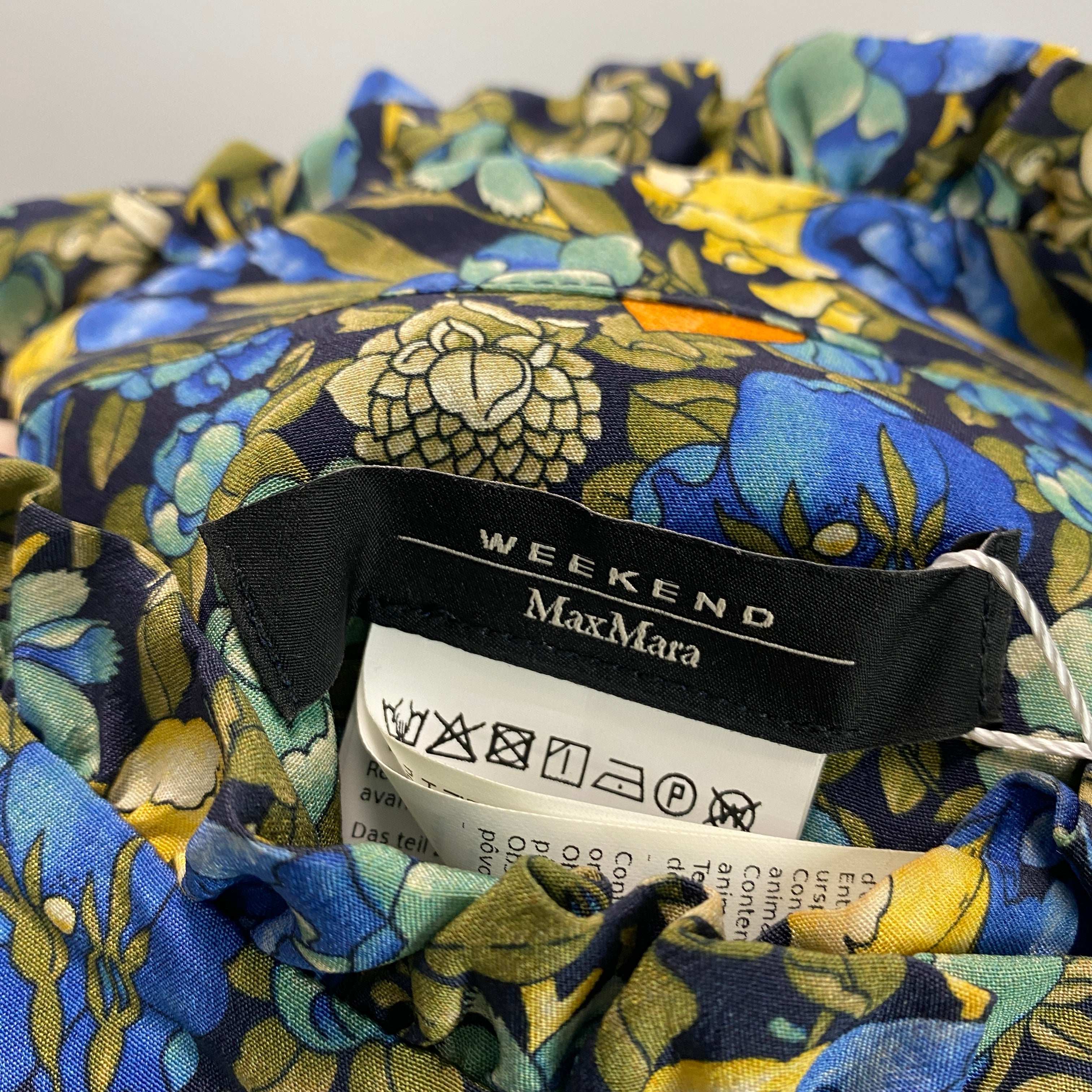 Weekend Max Mara Blue Floral Silk Maxi Dress L