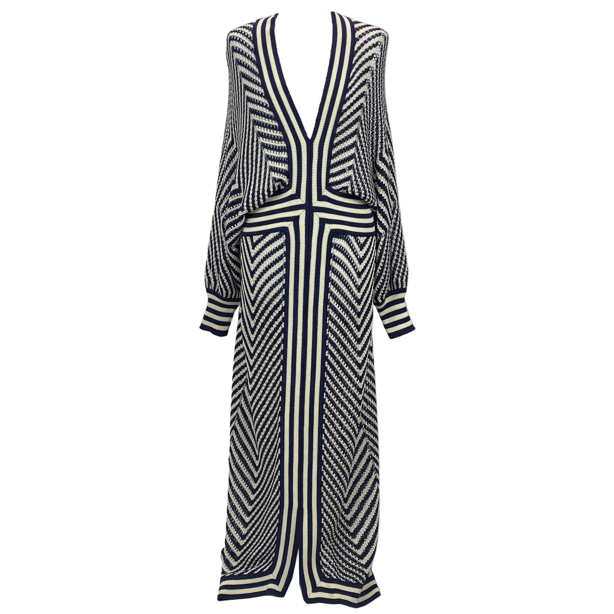 Eres New £1165 Navy & White Croisette Stella Crocheted Maxi Dress M/L