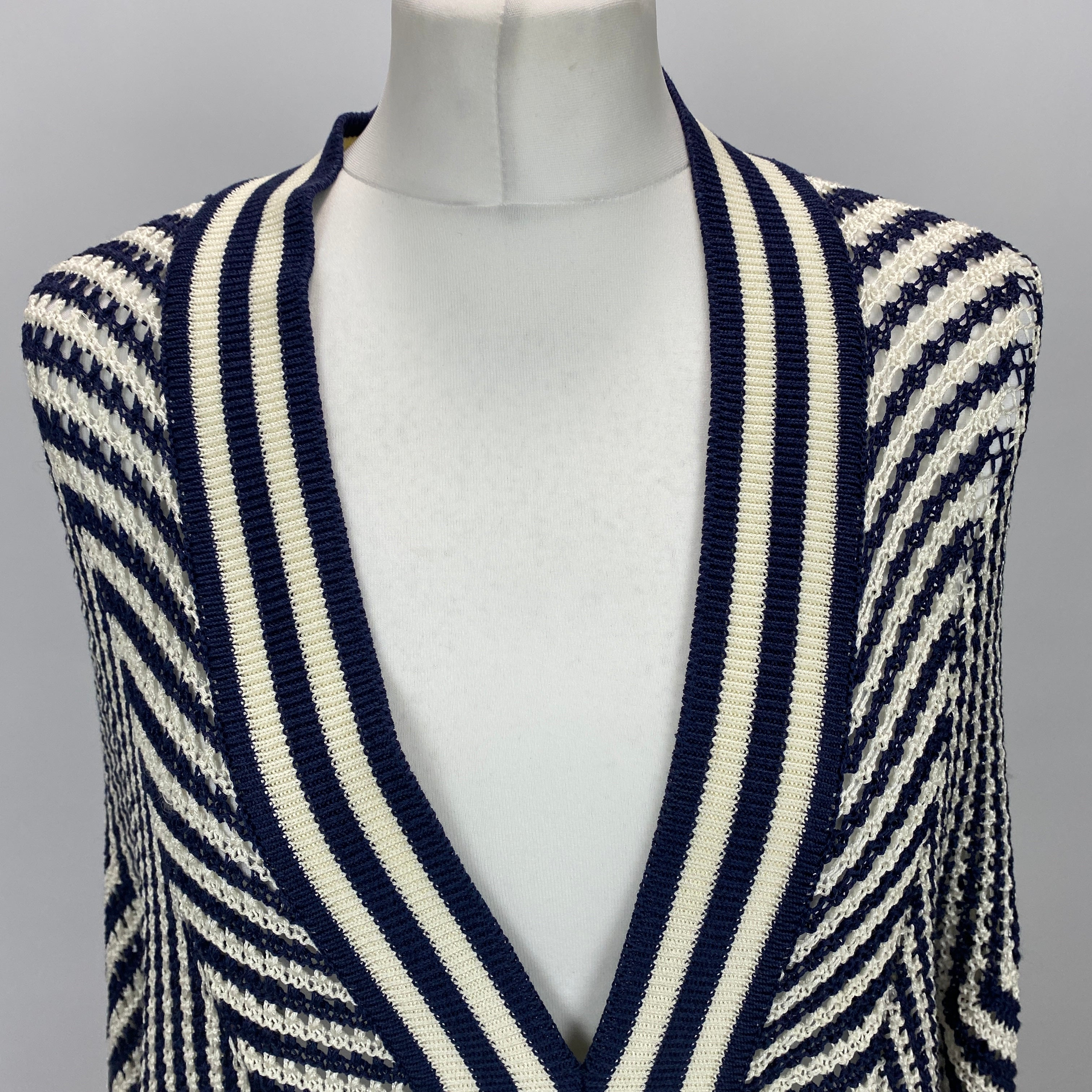 Eres New £1165 Navy & White Croisette Stella Crocheted Maxi Dress M/L
