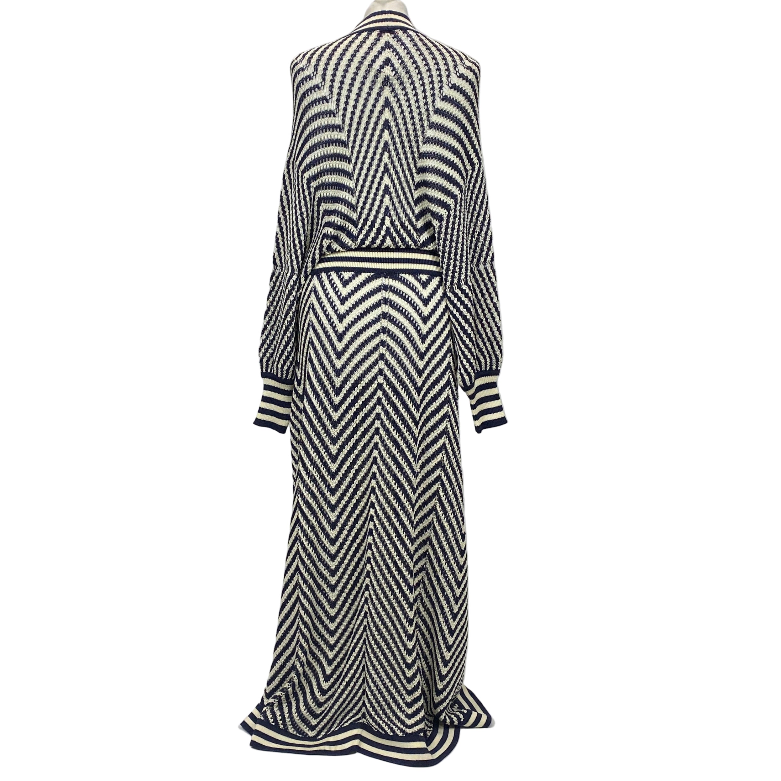 Eres New £1165 Navy & White Croisette Stella Crocheted Maxi Dress M/L
